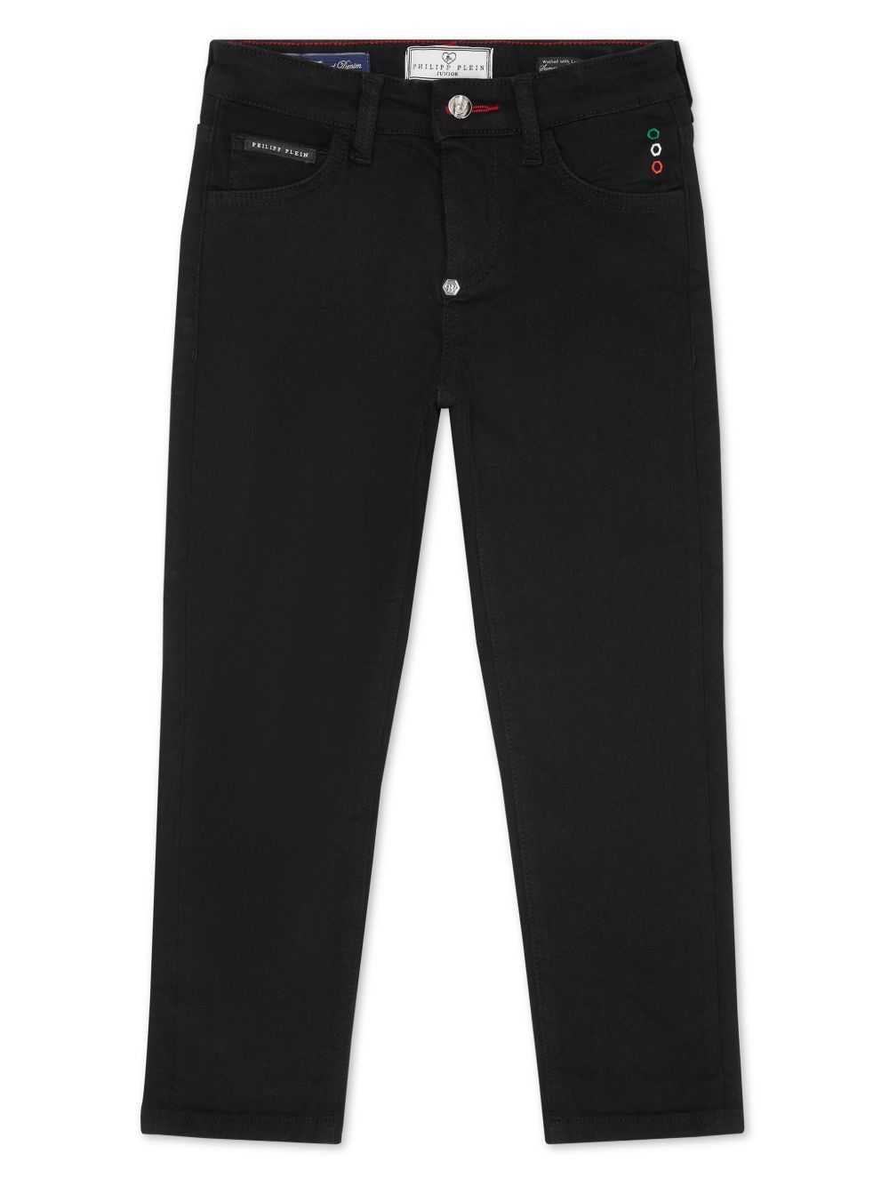 Philipp Plein Junior logo贴花棉牛仔裤 - 蓝色