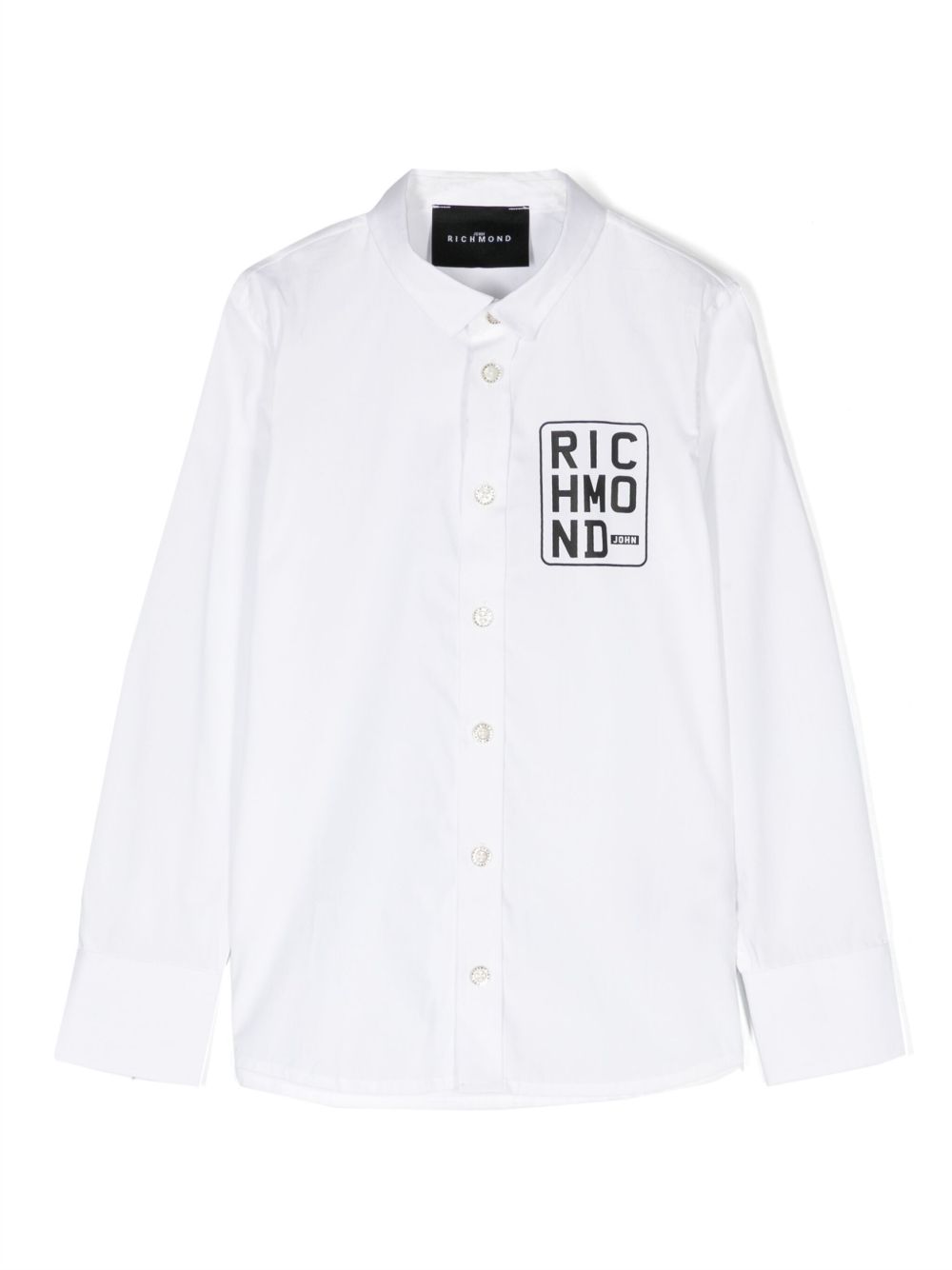 John Richmond Junior logo印花棉衬衫 - 白色