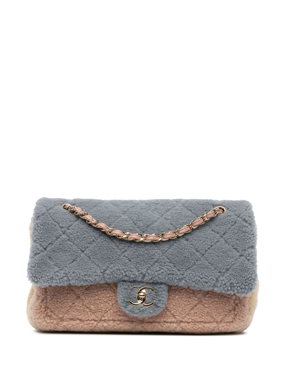 CHANEL Pre-Owned Maxi Bicolor Shearling Single Flap 单肩包（2019年典藏款） - 灰色