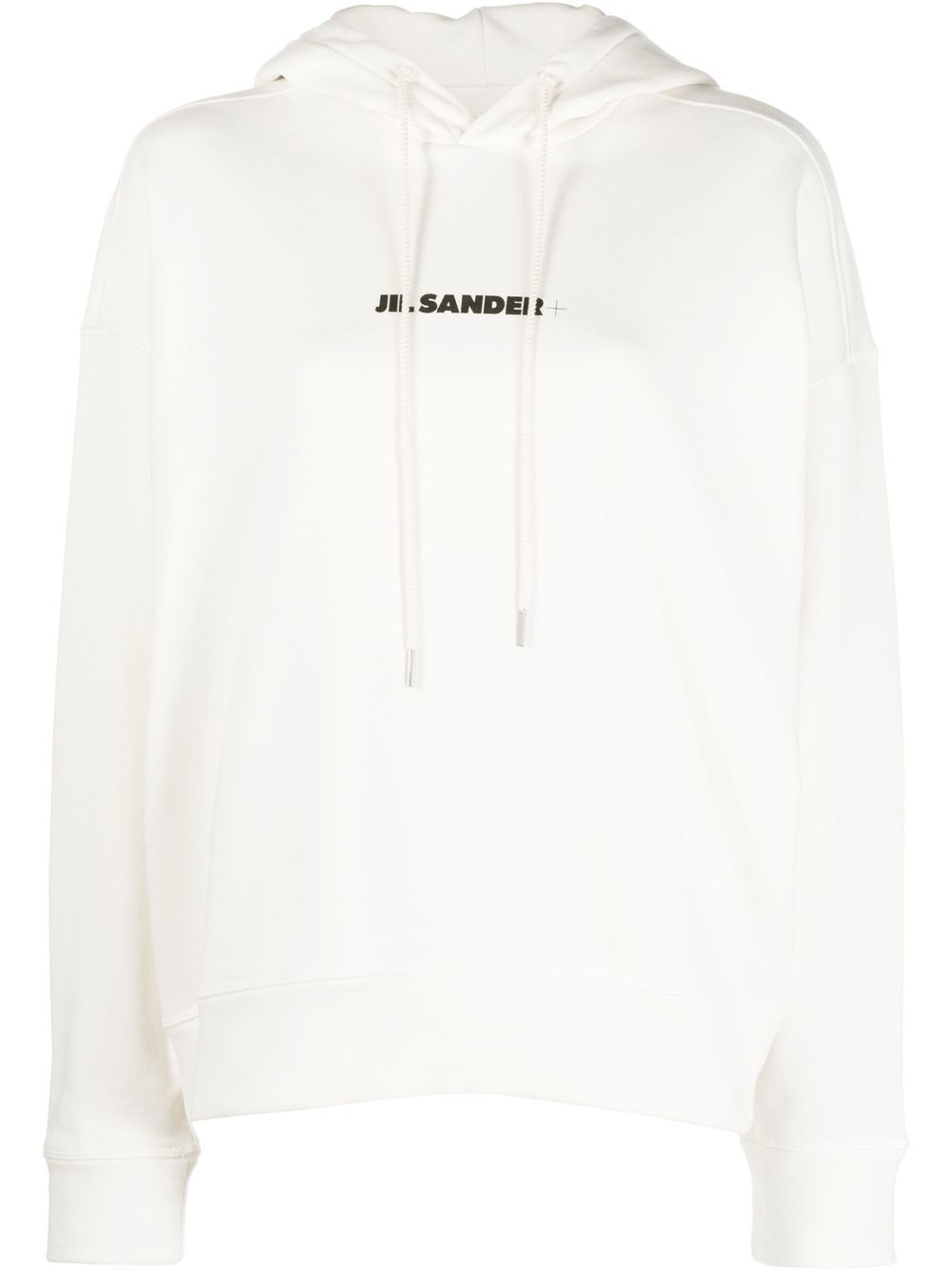 Jil Sander logo印花抽绳连帽衫 - 白色