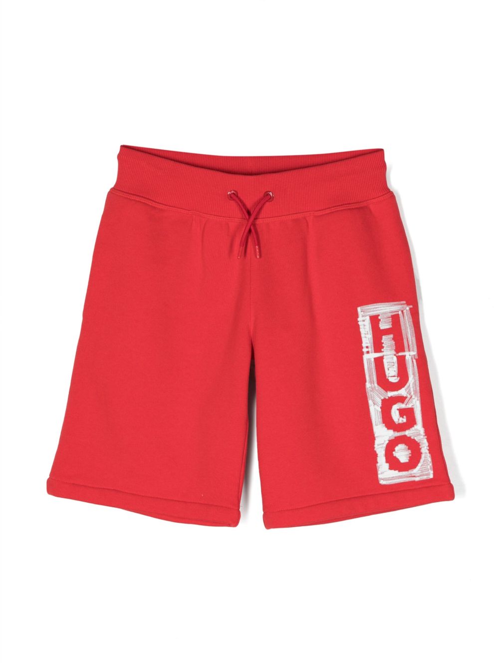 HUGO KIDS 标贴抽绳短裤 - 红色