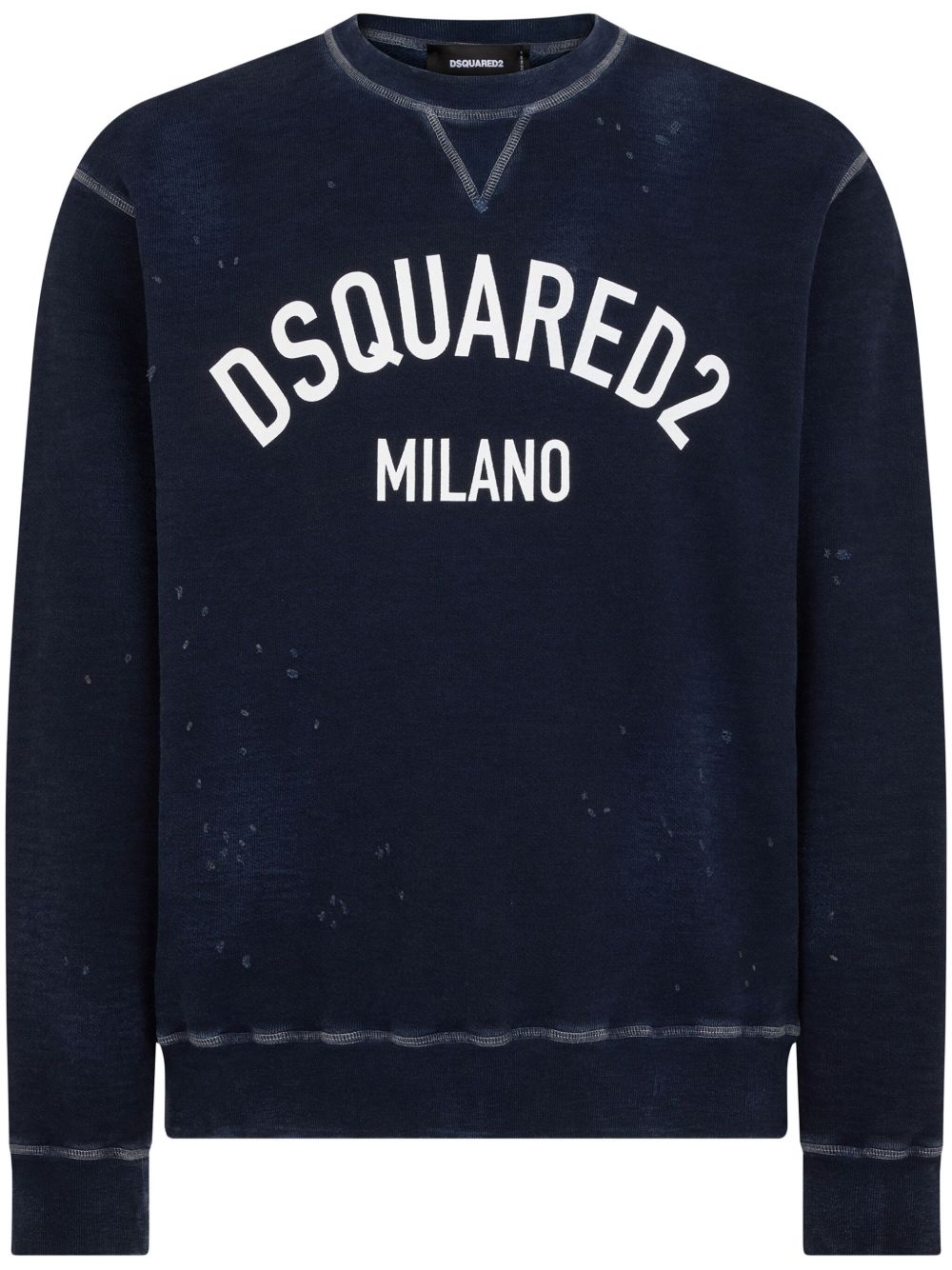 DSQUARED2 logo印花仿旧卫衣 - 蓝色