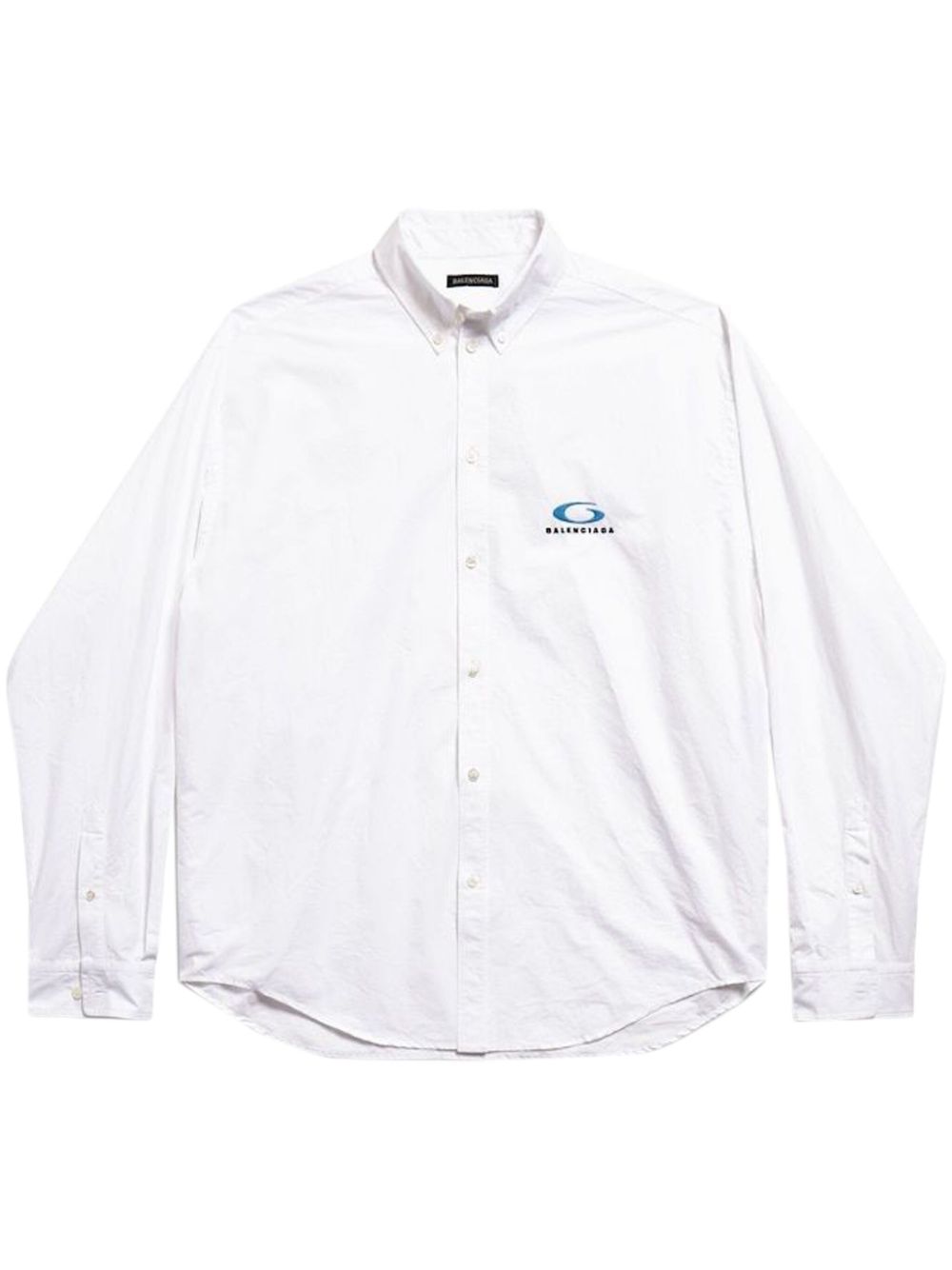 Balenciaga logo刺绣棉衬衫 - 白色