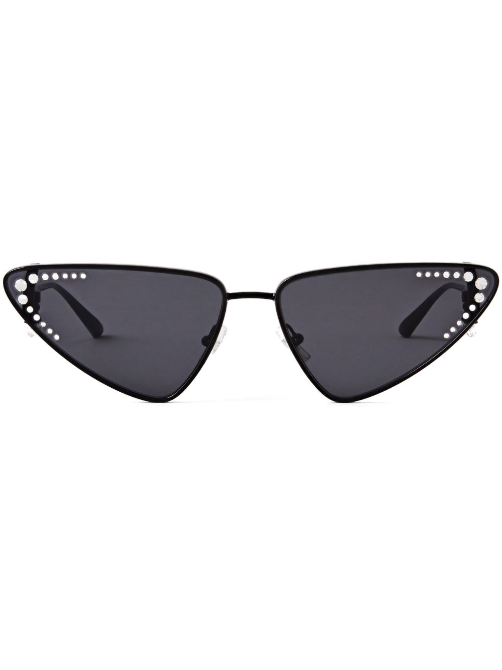 Jimmy Choo Eyewear Kristal 三角形镜框太阳眼镜 - 黑色