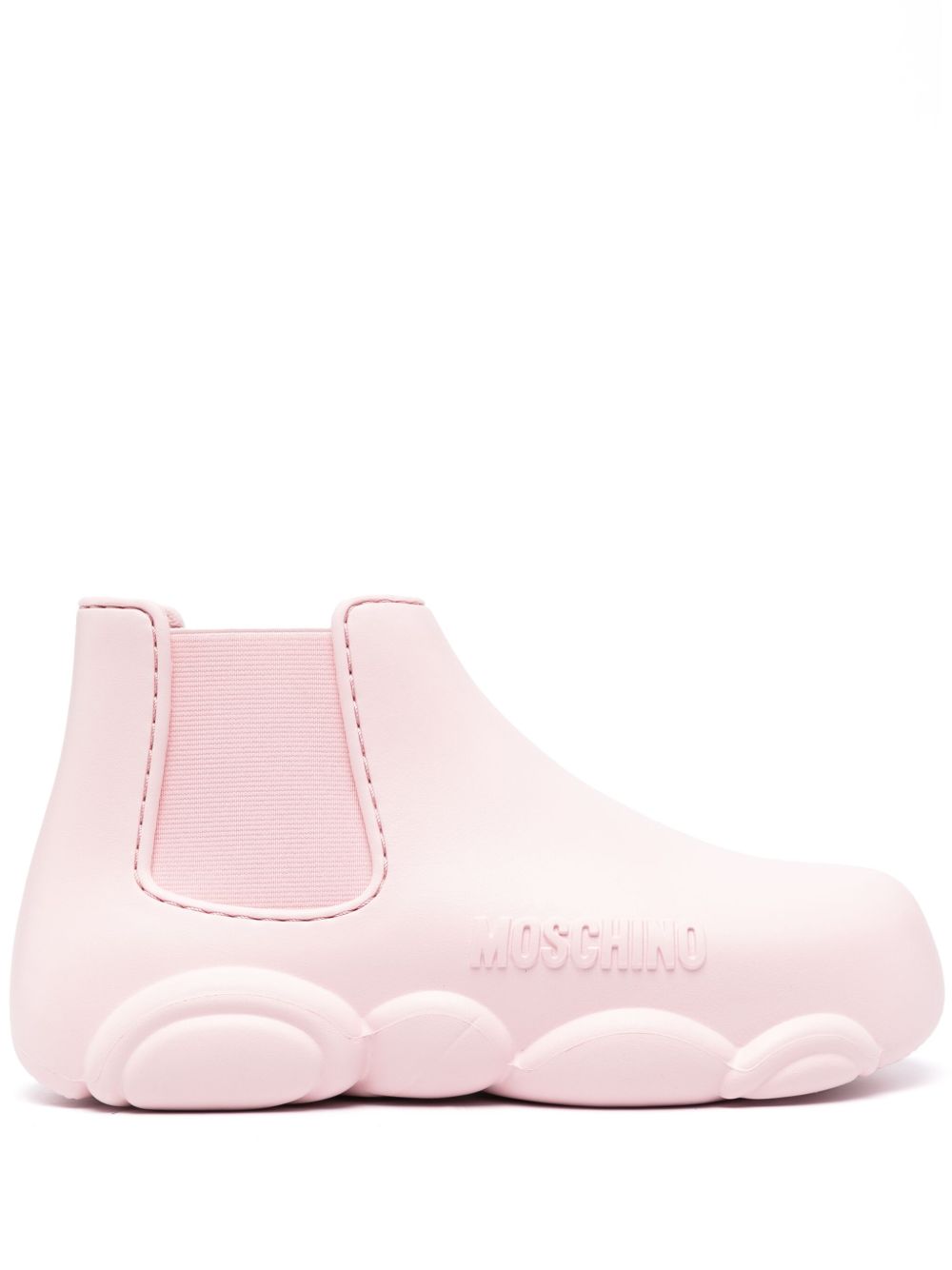 Moschino Gummy logo压纹低跟及踝靴 - 粉色