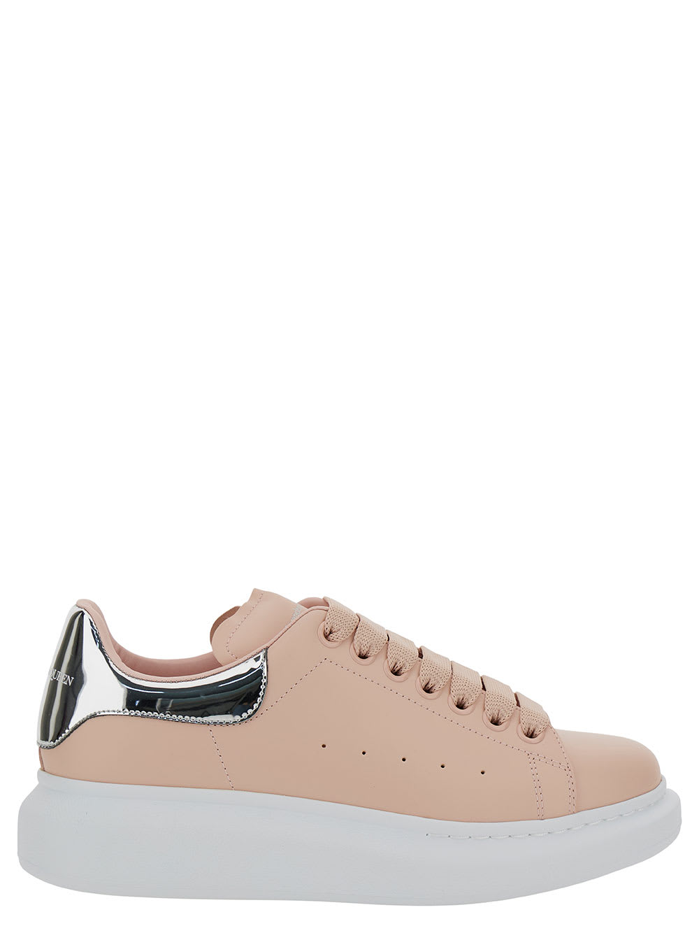 Alexander McQueen Low Top Sneakers With Oversized Platform And Metallic Heel Tab In Leather