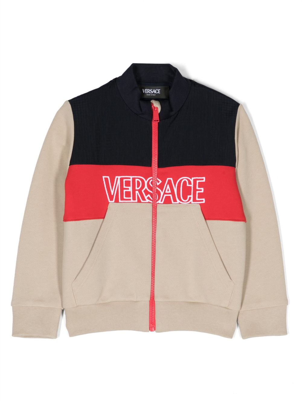 Versace Kids 拼色棉夹克 - 褐色