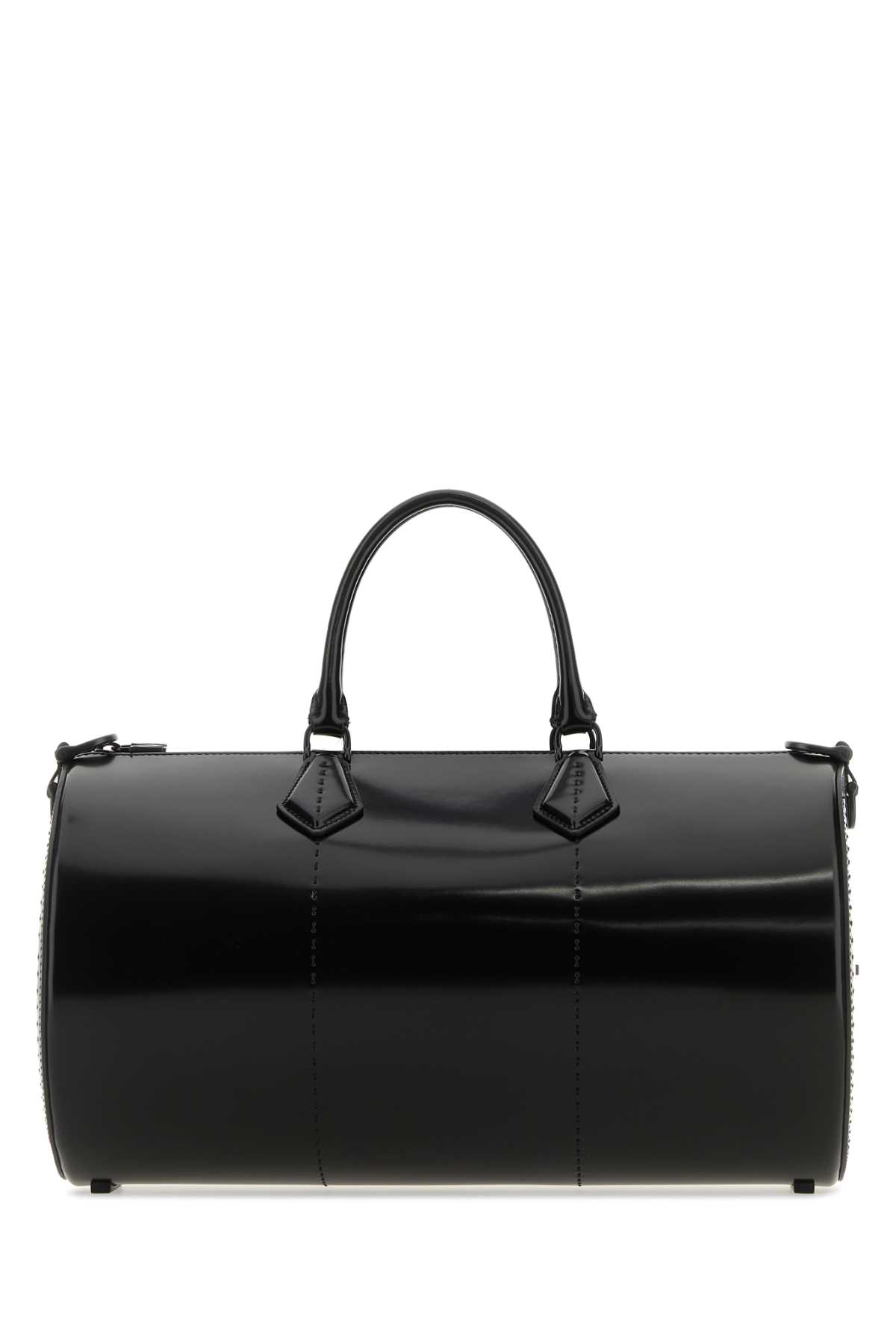 Max Mara Black Leather Brushedrolll Handbag