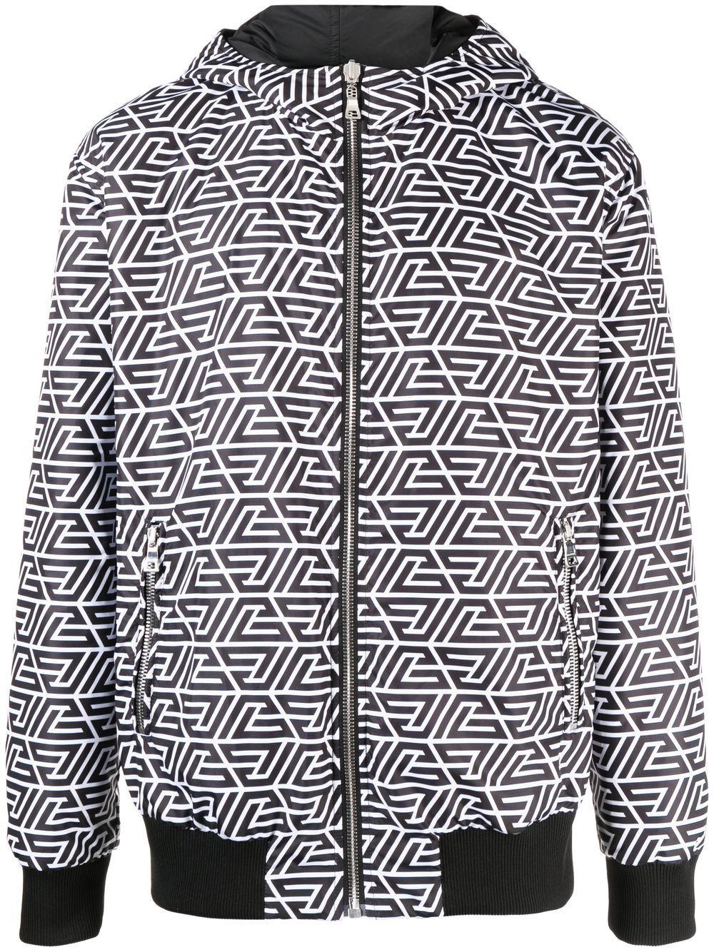 Balmain 双面经典logo印花连帽夹克 - 黑色