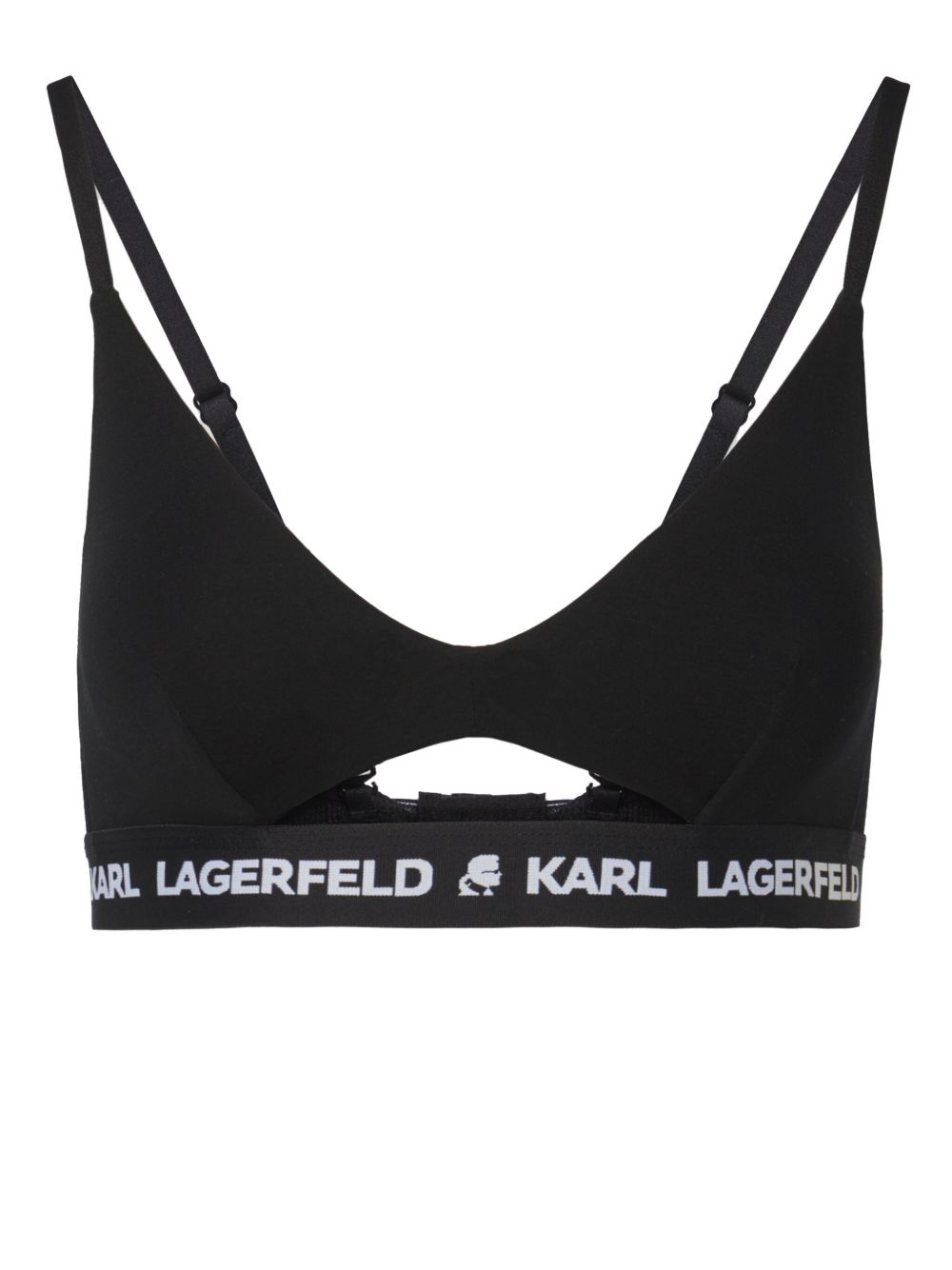 Karl Lagerfeld logo底围孔眼文胸 - 黑色