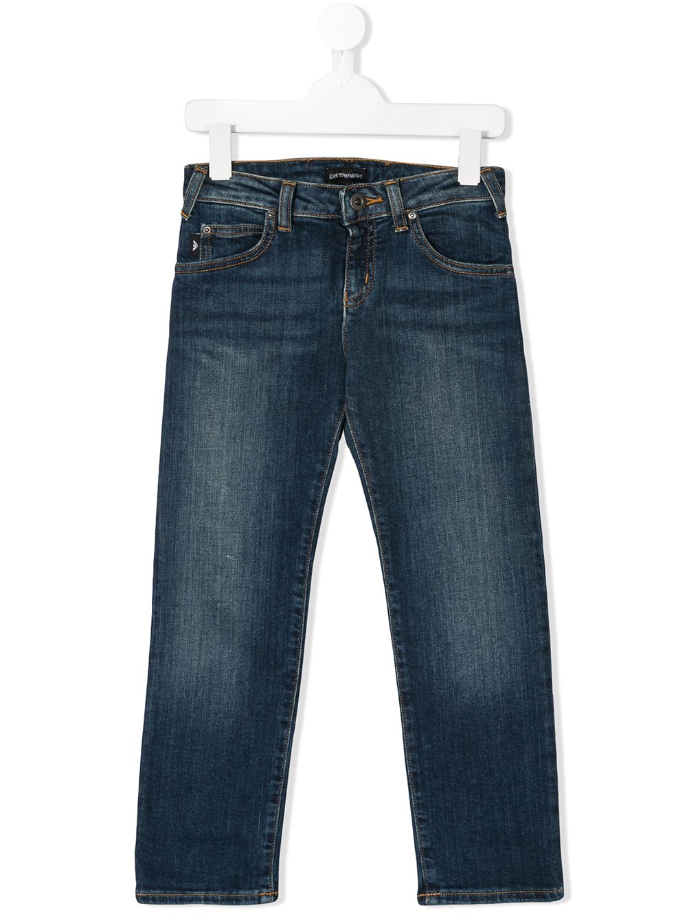 Emporio Armani Kids 直筒牛仔裤 - 蓝色