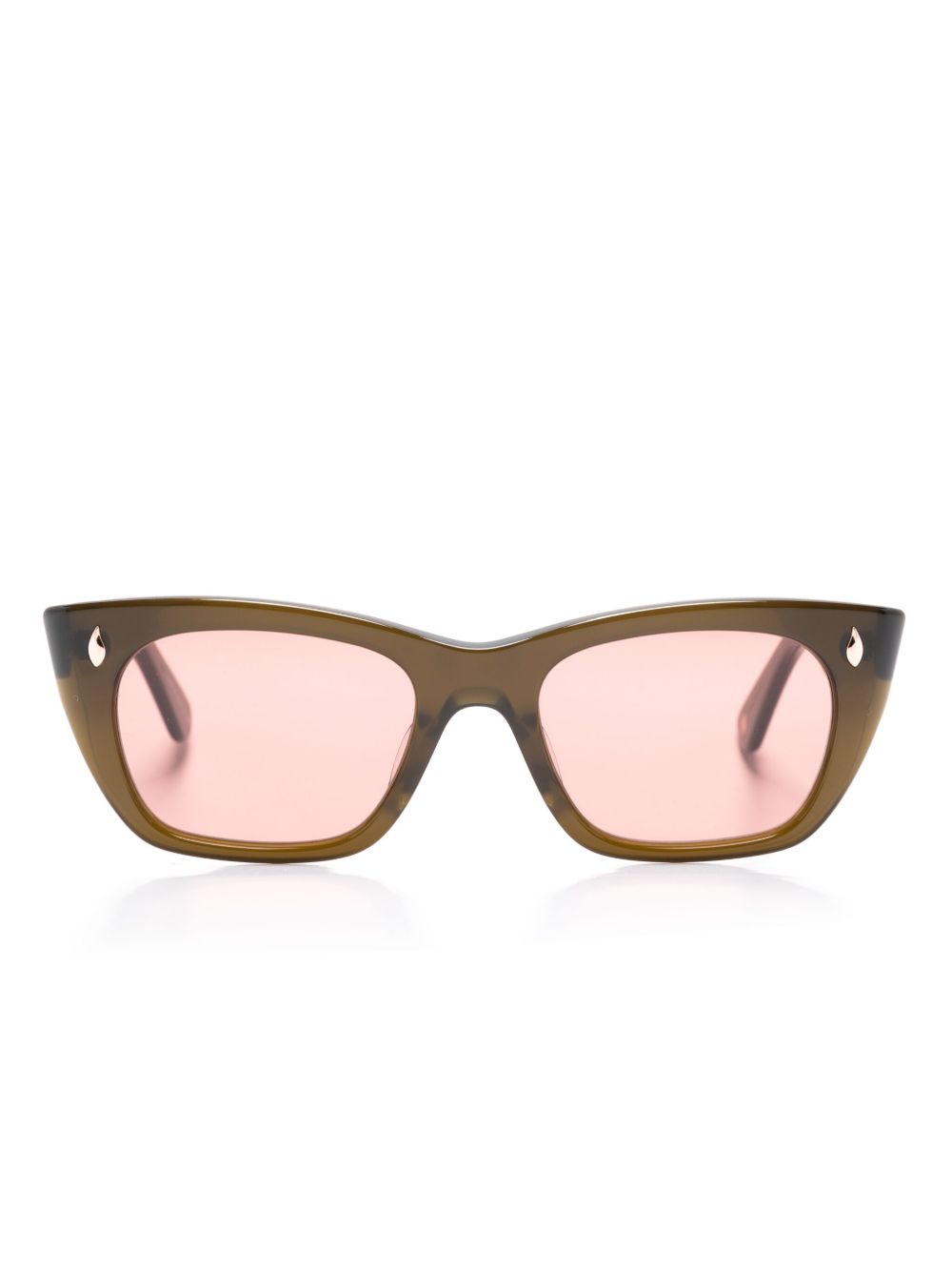 Garrett Leight Webster 长方形框太阳眼镜 - 褐色