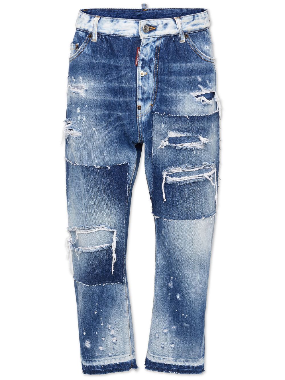 DSQUARED2 拼贴设计露踝牛仔裤 - 蓝色