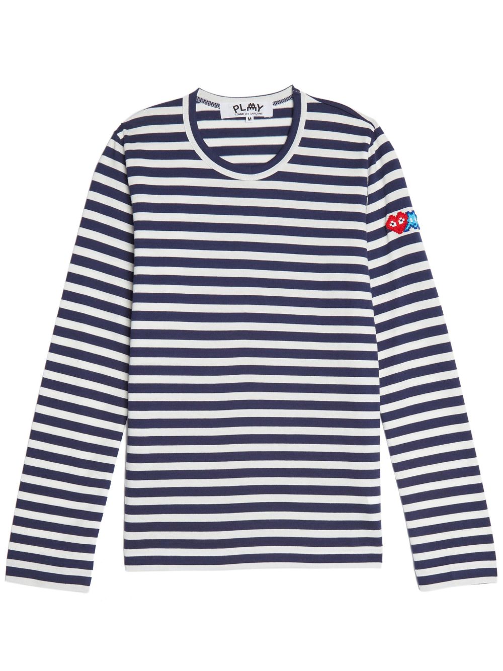 Comme Des Garçons Play x Invader 心形贴花条纹T恤 - 蓝色