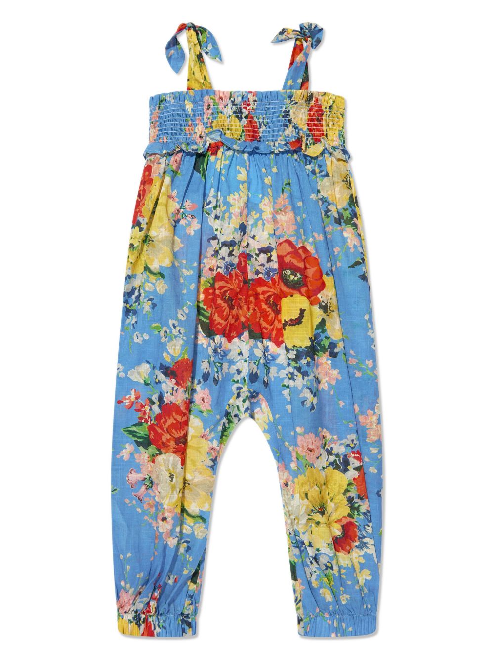 ZIMMERMANN Kids Alight 花卉印花连体长裤 - 蓝色