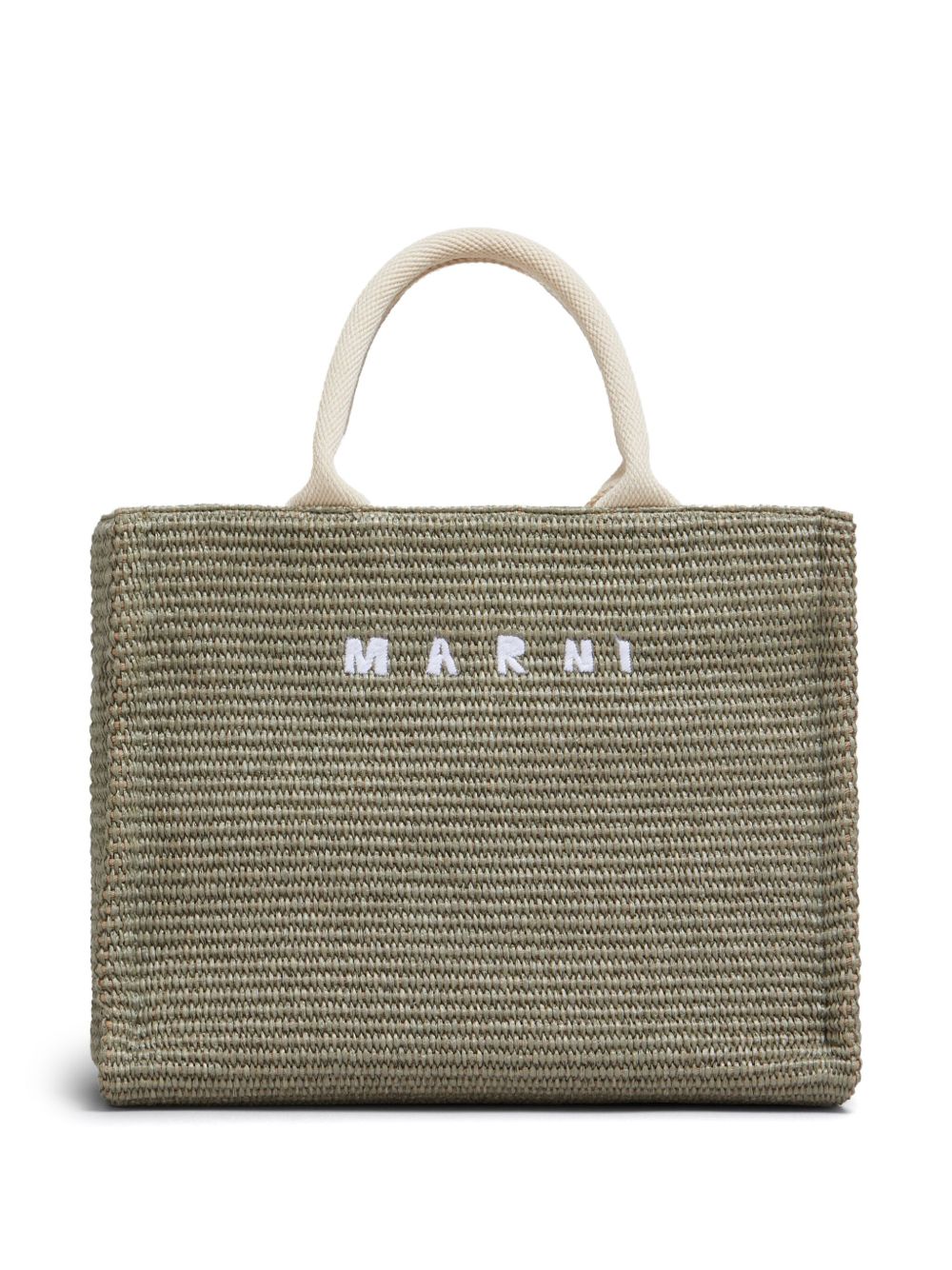 Marni 小号拉菲草托特包 - 绿色
