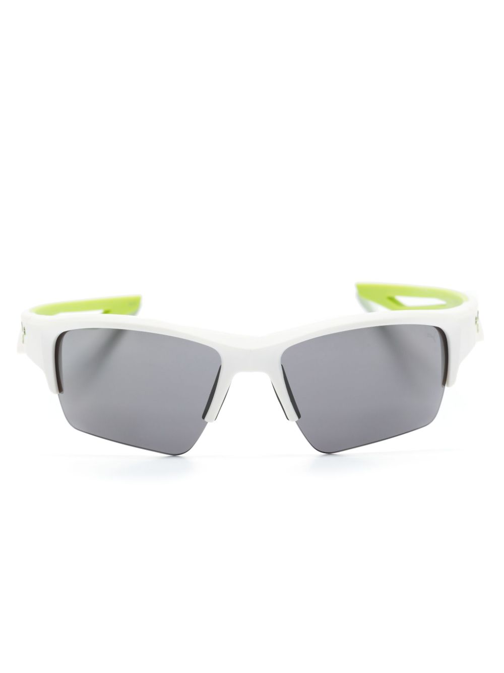 PUMA EYEWEAR logo标牌超大框太阳眼镜 - 白色