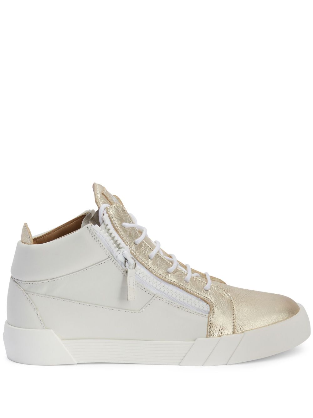 Giuseppe Zanotti 拉链高帮皮质运动鞋 - 白色