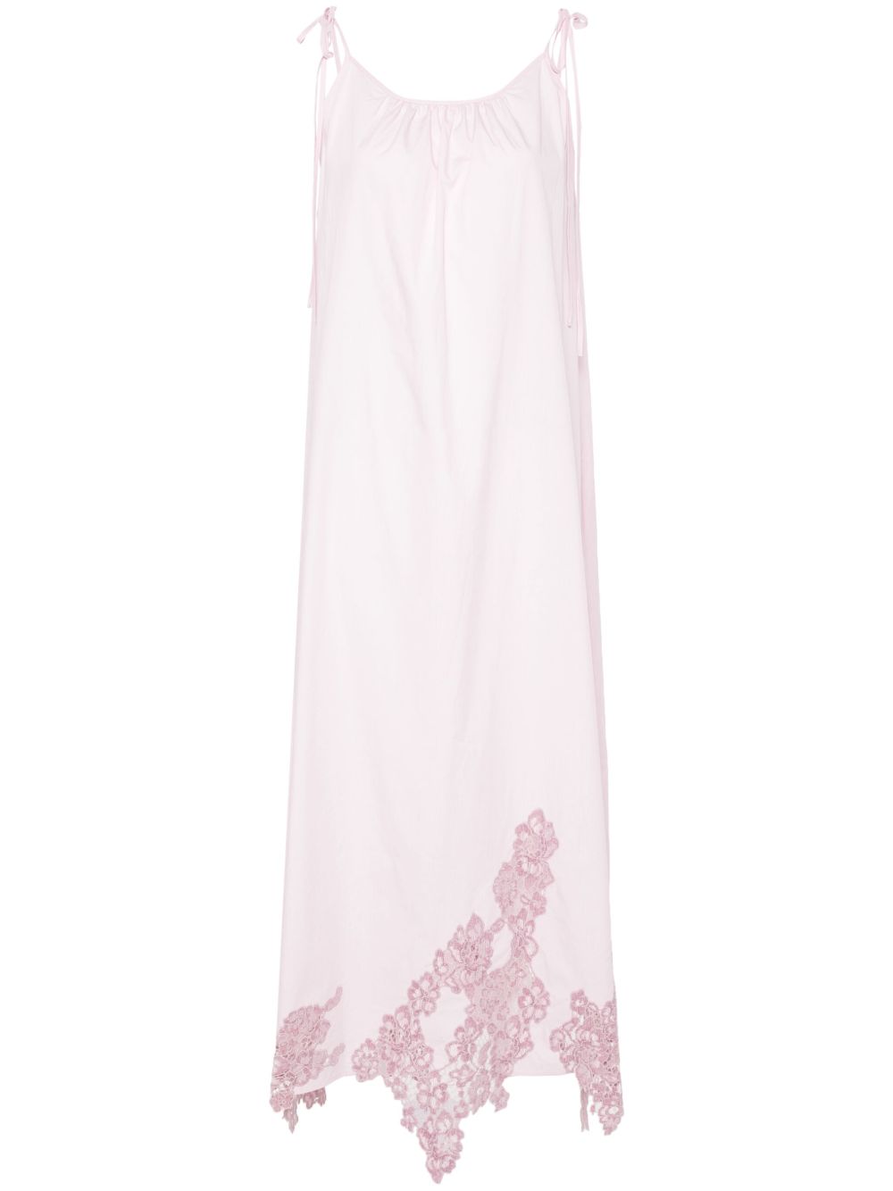 Acne Studios 花卉蕾丝细节府绸中长连衣裙 - 粉色