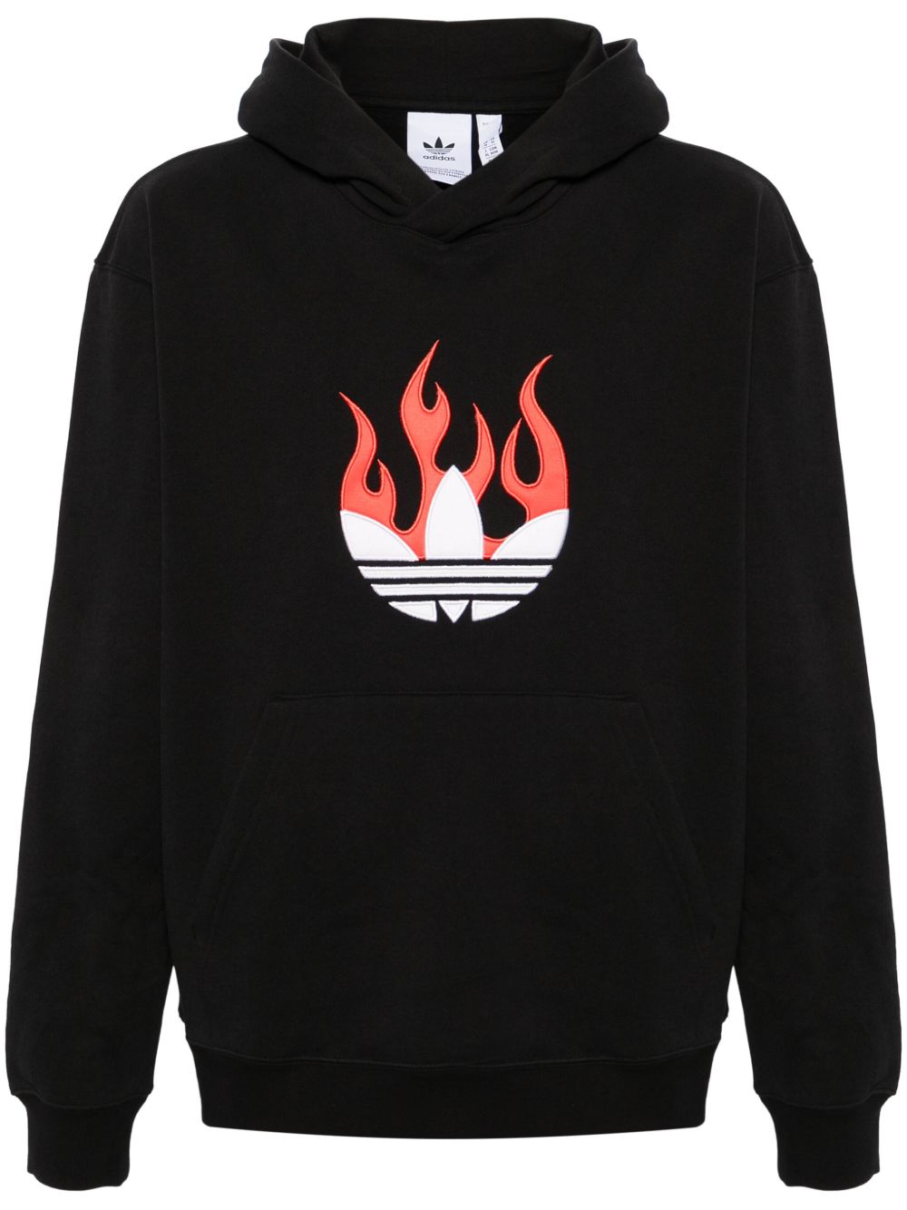 adidas 火焰标贴棉连帽衫 - 黑色