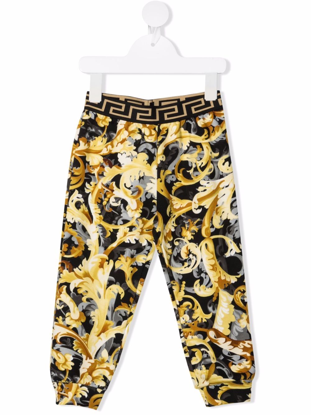 Versace Kids 范思哲 巴洛克印花运动裤 - 黑色