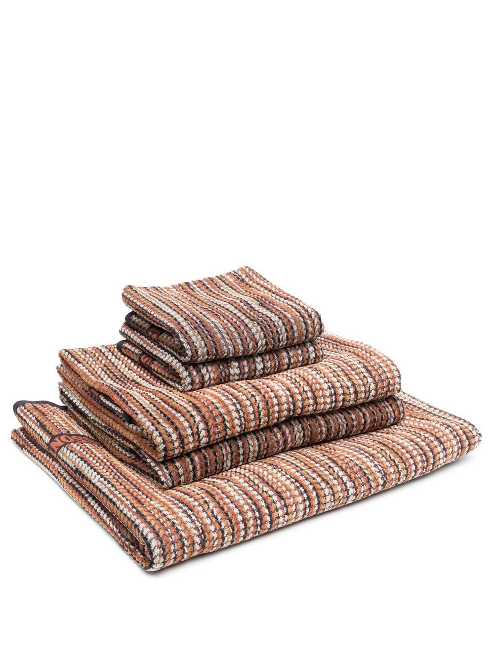 Missoni Home Billy 条纹浴巾（五件装） - 褐色