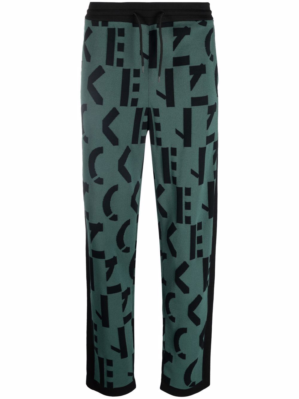 Kenzo logo针织直筒运动裤 - 绿色
