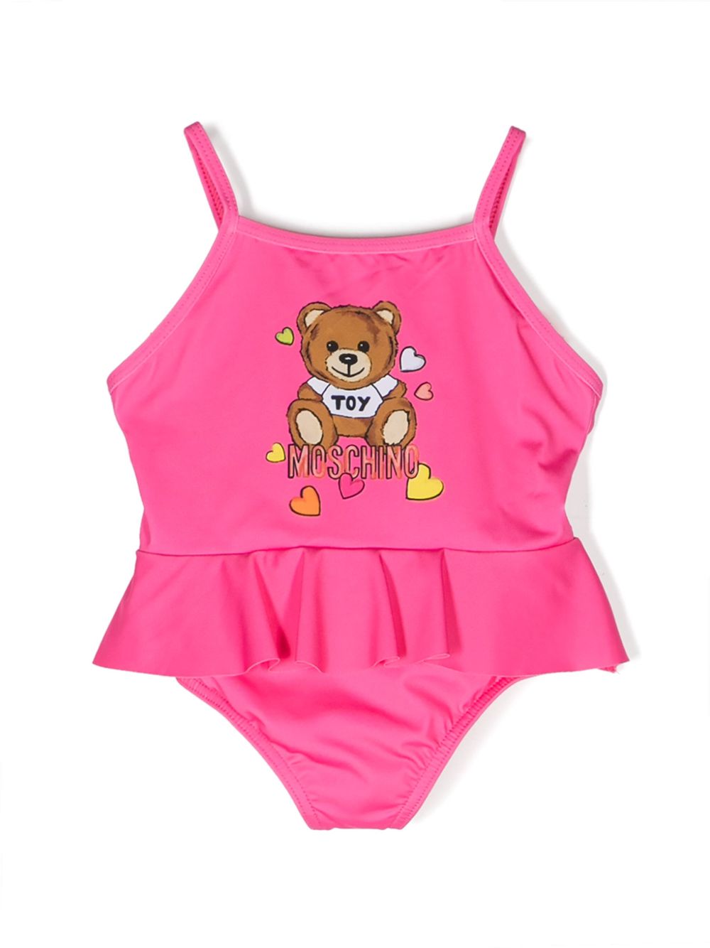 Moschino Kids Teddy Bear 图案层搭连体泳衣 - 粉色