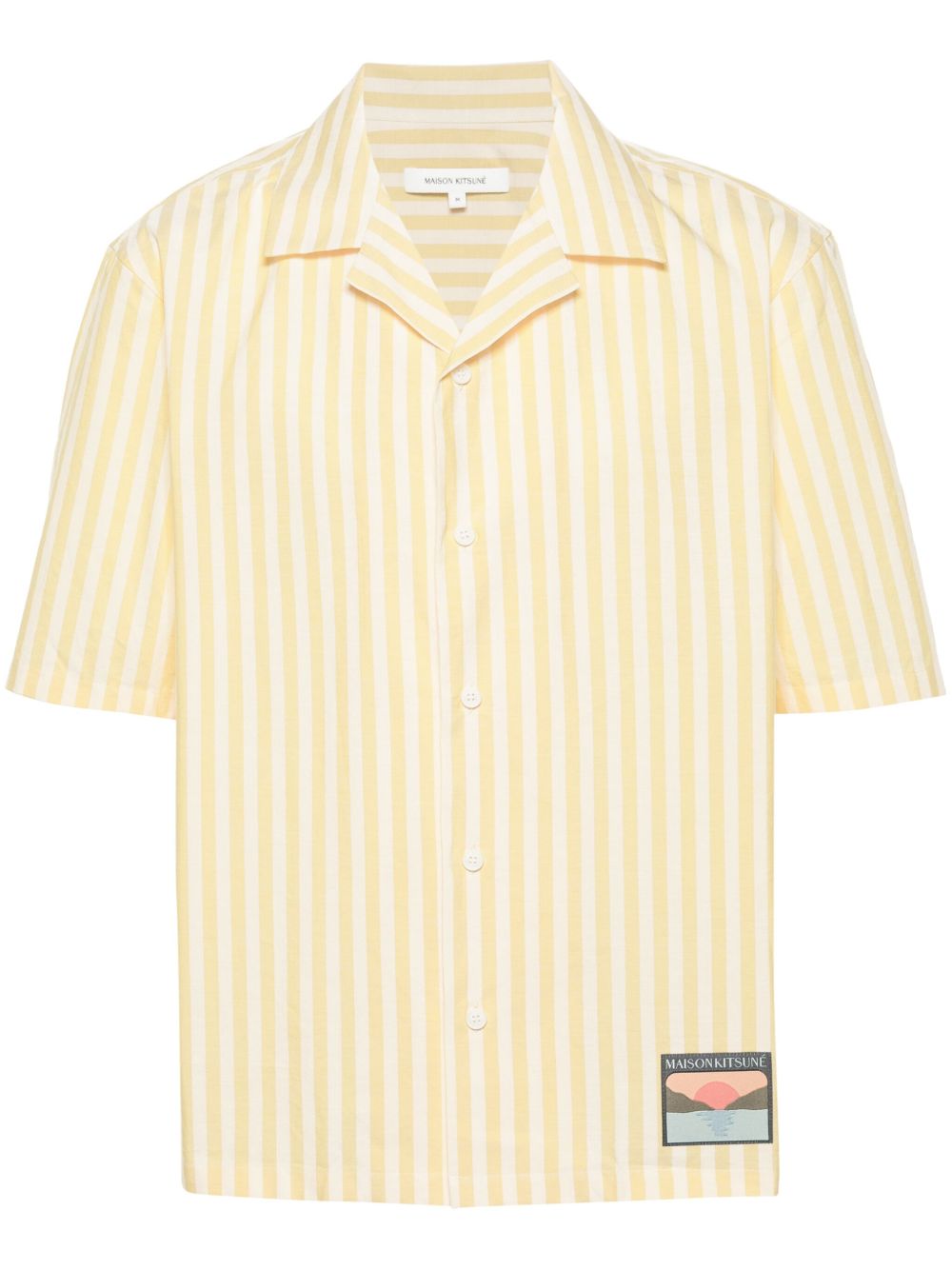Maison Kitsuné 标贴条纹衬衫 - 黄色