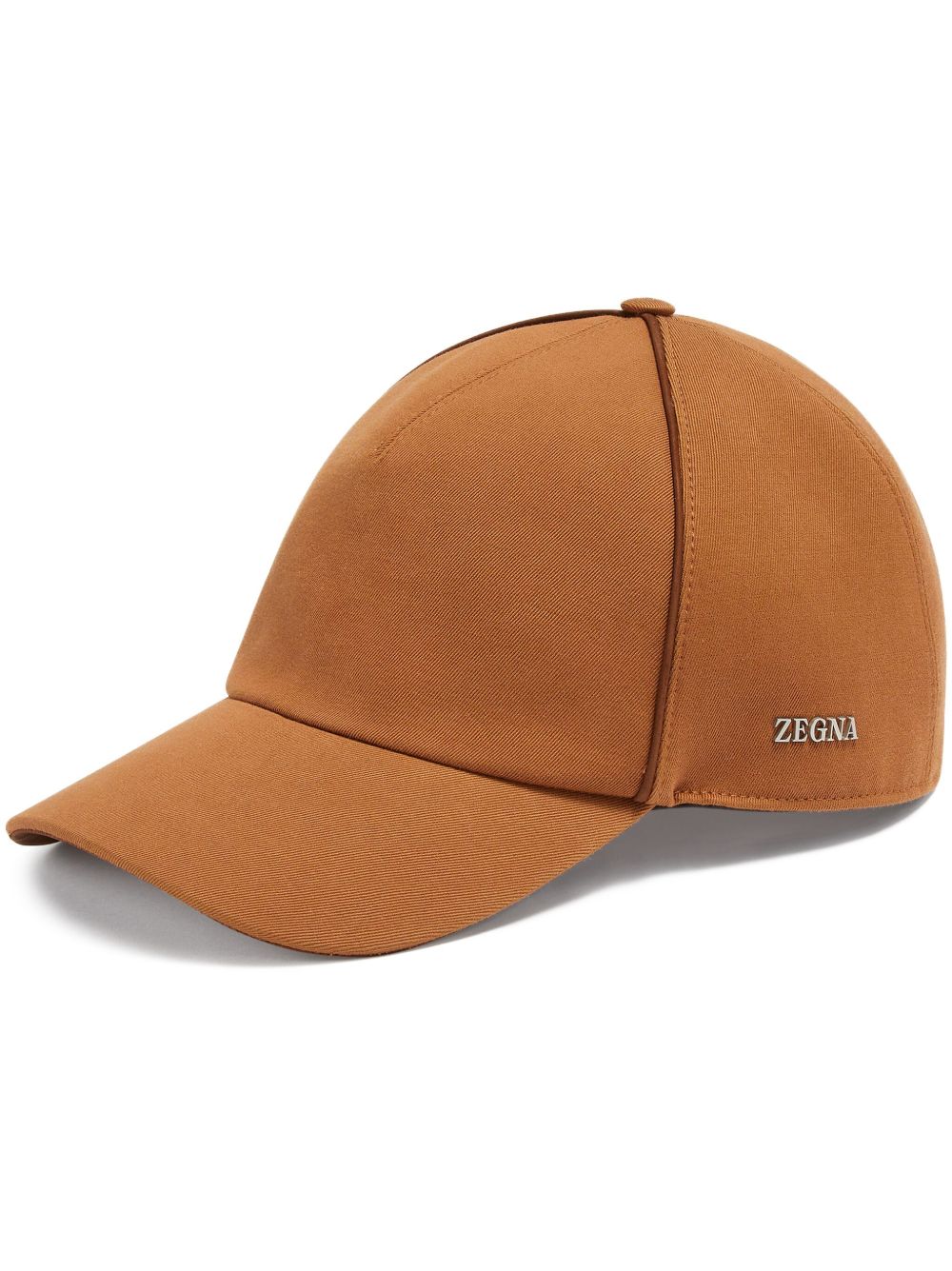 Zegna logo标牌棉混纺棒球帽 - 褐色