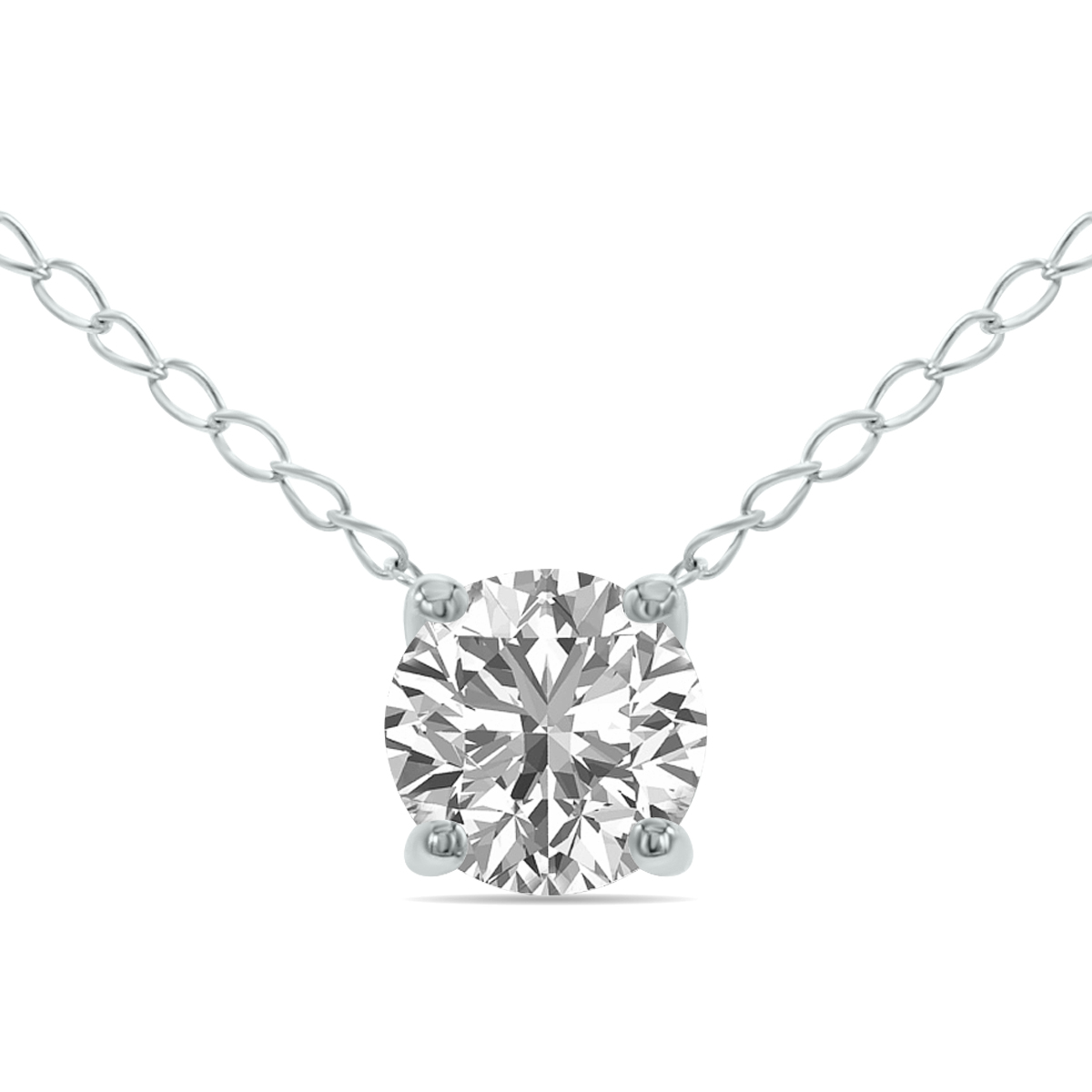 Lab Grown 1/2 Carat Floating Round Diamond Solitaire Pendant in 14K White Gold (F-G Color, VVS1-VVS2 Clarity)