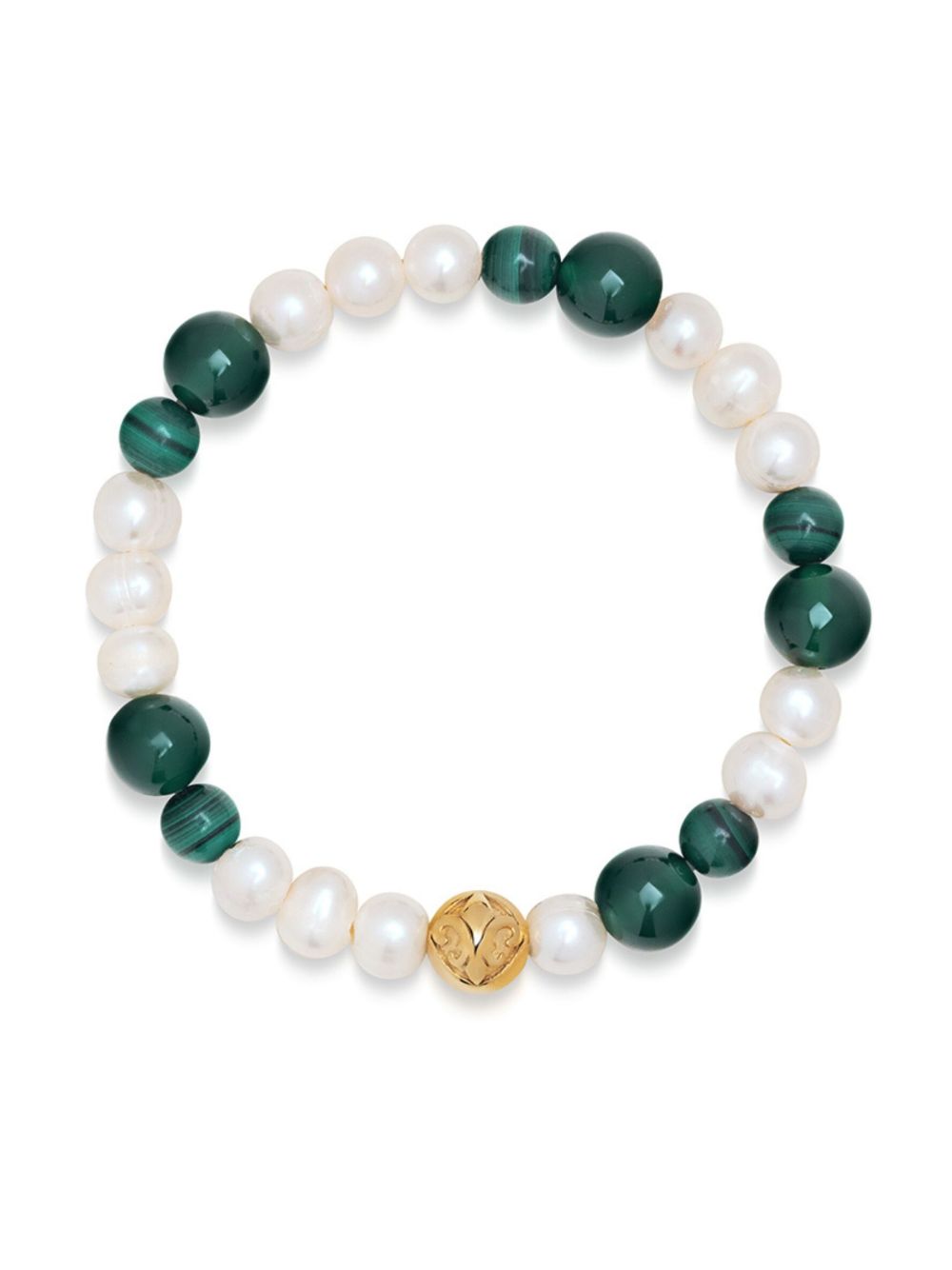 Nialaya Jewelry 浮雕细节珍珠手链 - 绿色