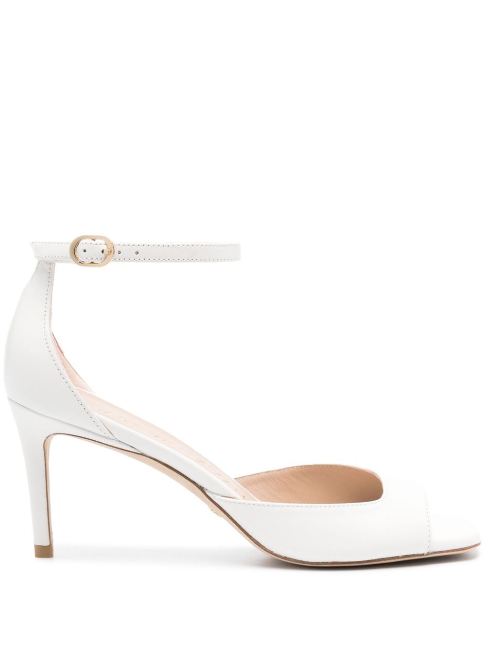 Stuart Weitzman 皮质高跟凉鞋 - 白色