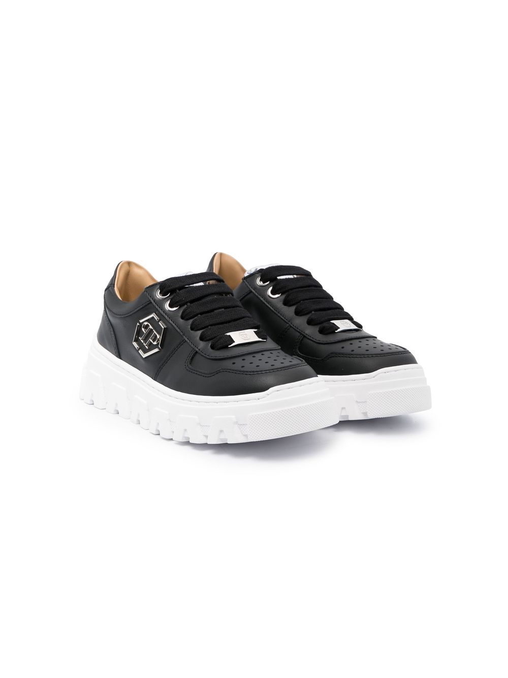 Philipp Plein Junior Hexagon 低帮运动鞋 - 黑色