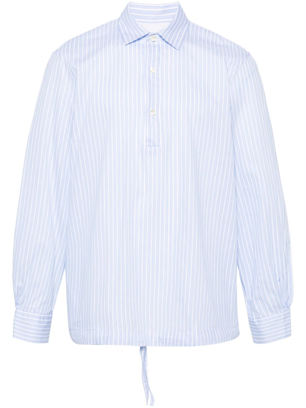 Officine Generale 抽绳下摆条纹衬衫 - 蓝色