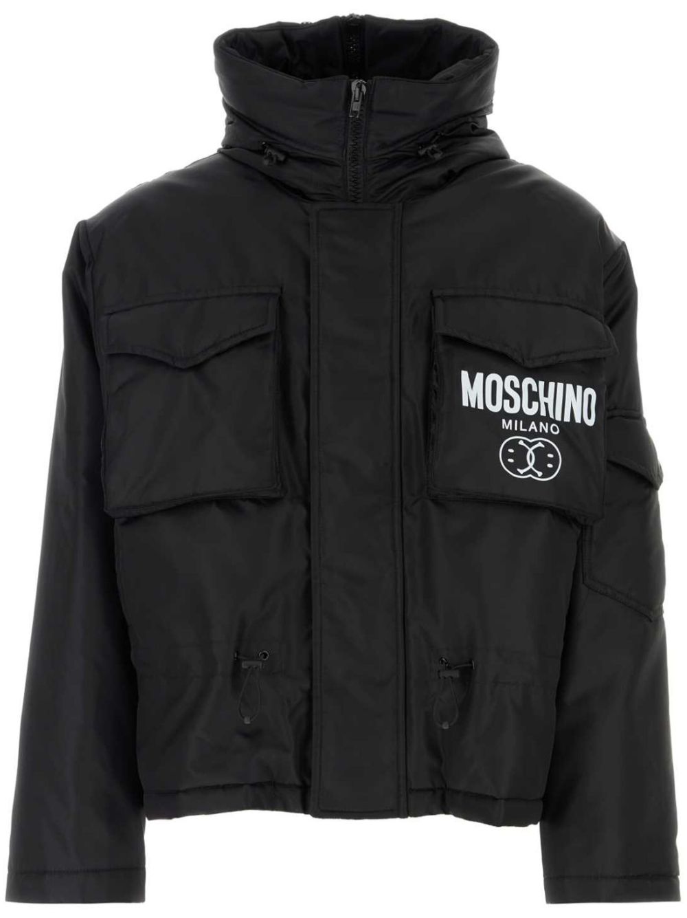 Moschino logo印花填充夹克 - 黑色
