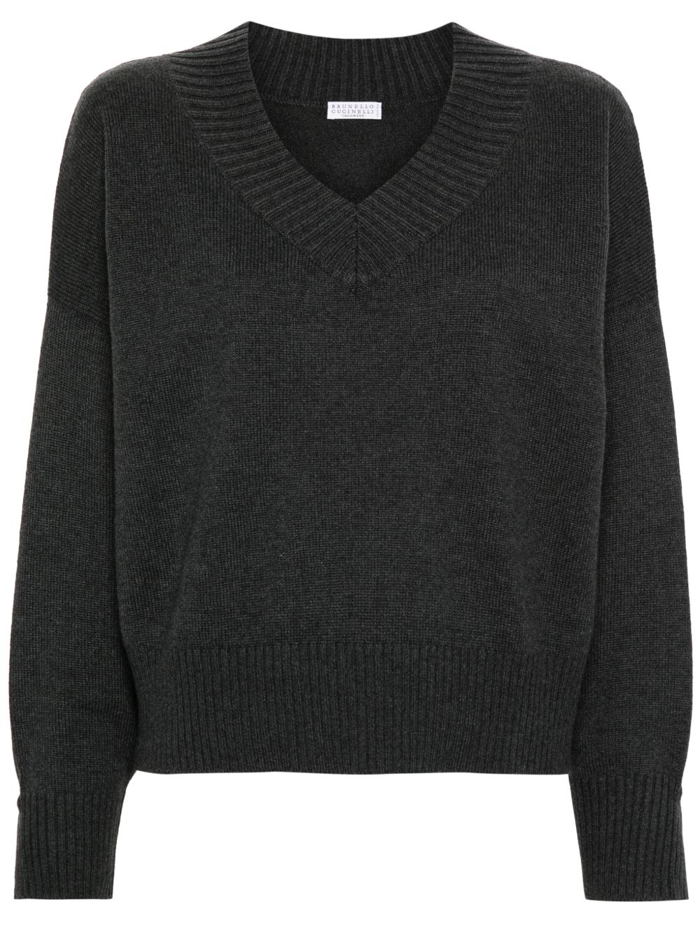 Brunello Cucinelli V领羊绒毛衣 - 灰色