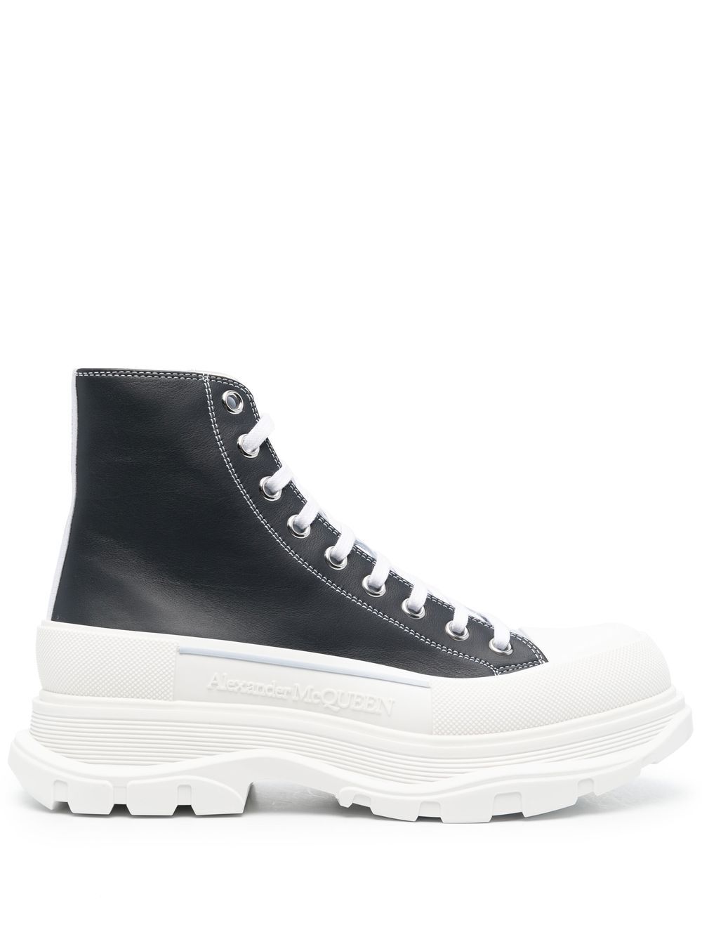 Alexander McQueen Tread Slick 系带厚底短靴 - 蓝色
