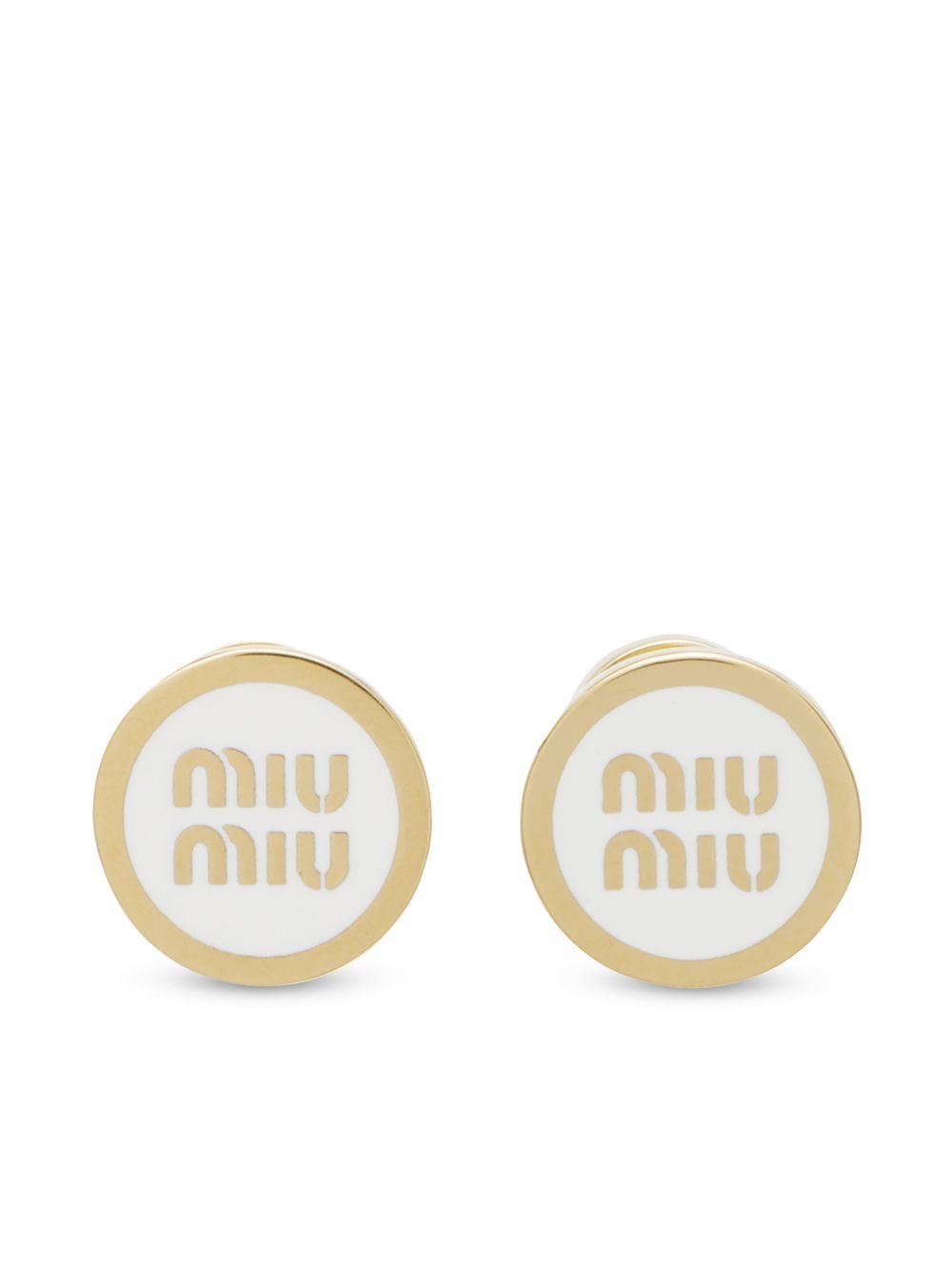 Miu Miu logo压纹耳钉 - 白色