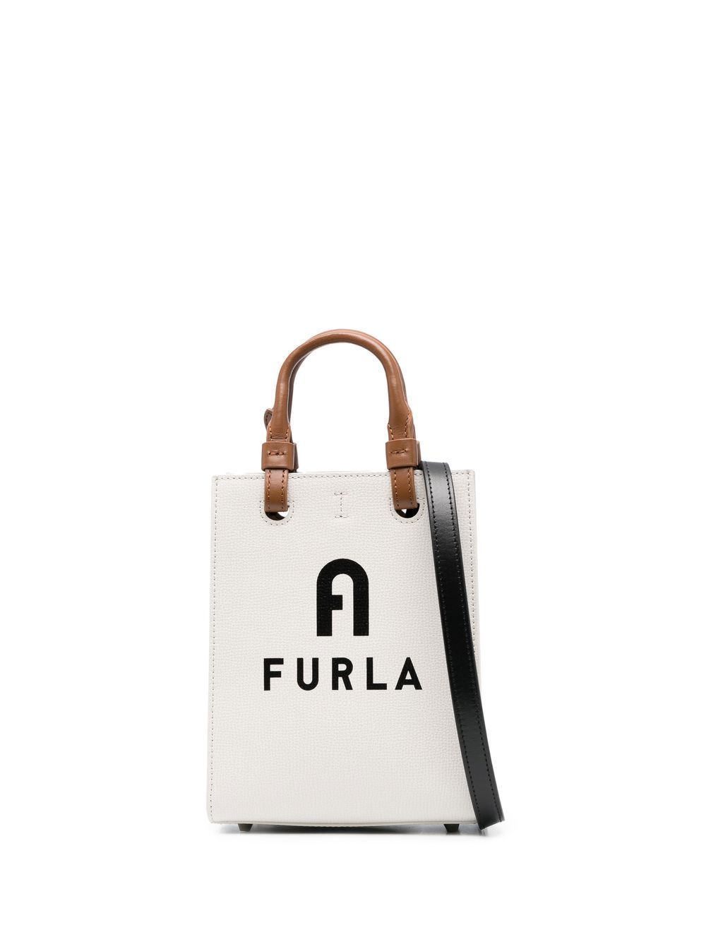 Furla logo印花皮质手提包 - 中性色