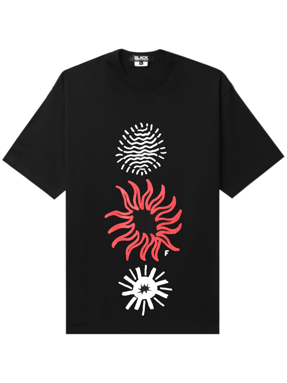 Black Comme Des Garçons 图案印花棉T恤 - 黑色