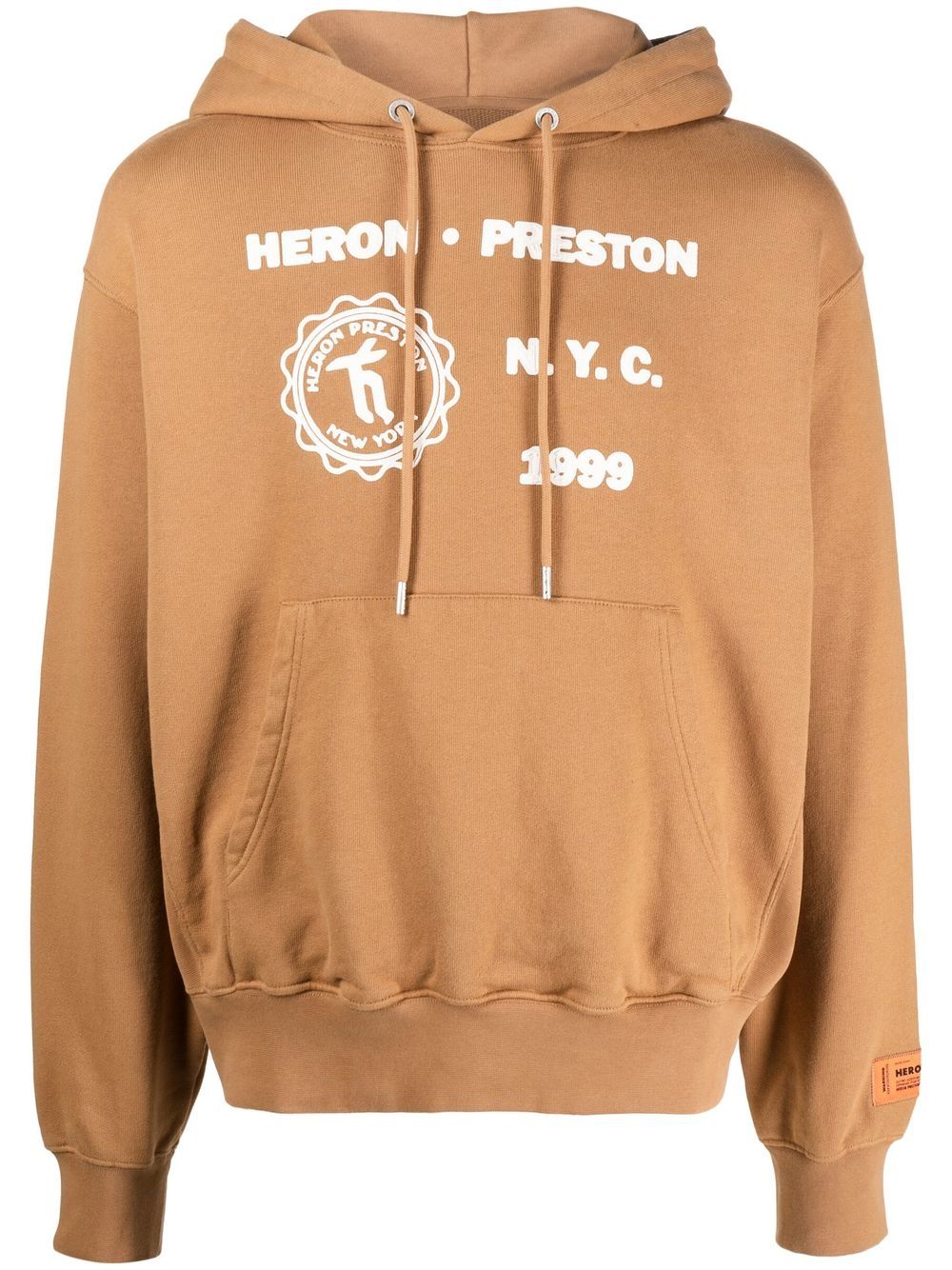 Heron Preston 图案印花棉连帽衫 - 褐色