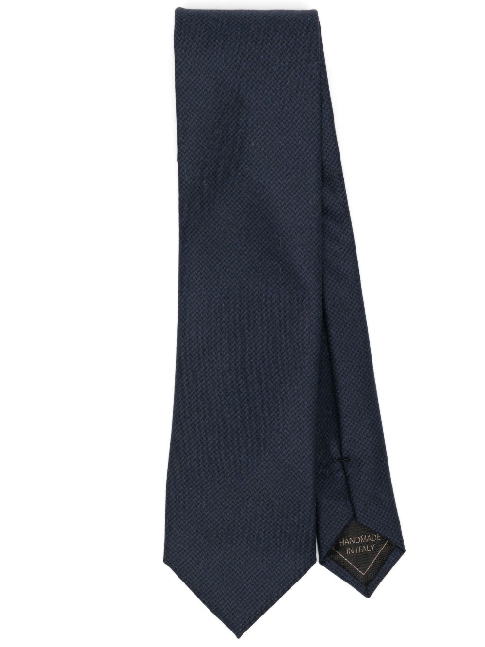 Brioni Super 180's 人字斜纹针织羊毛领带 - 蓝色