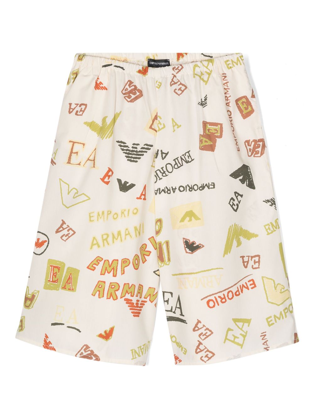 Emporio Armani Kids logo印花阔腿裤 - 中性色