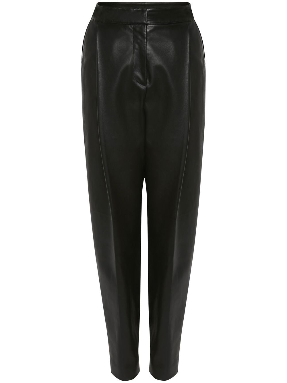 Alexander McQueen 褶饰皮质锥形裤 - 黑色