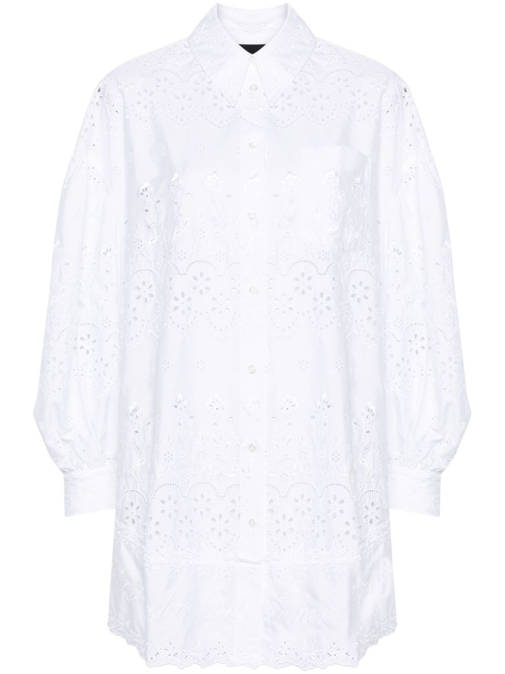 Simone Rocha 马德拉刺绣棉衬衫裙 - 白色