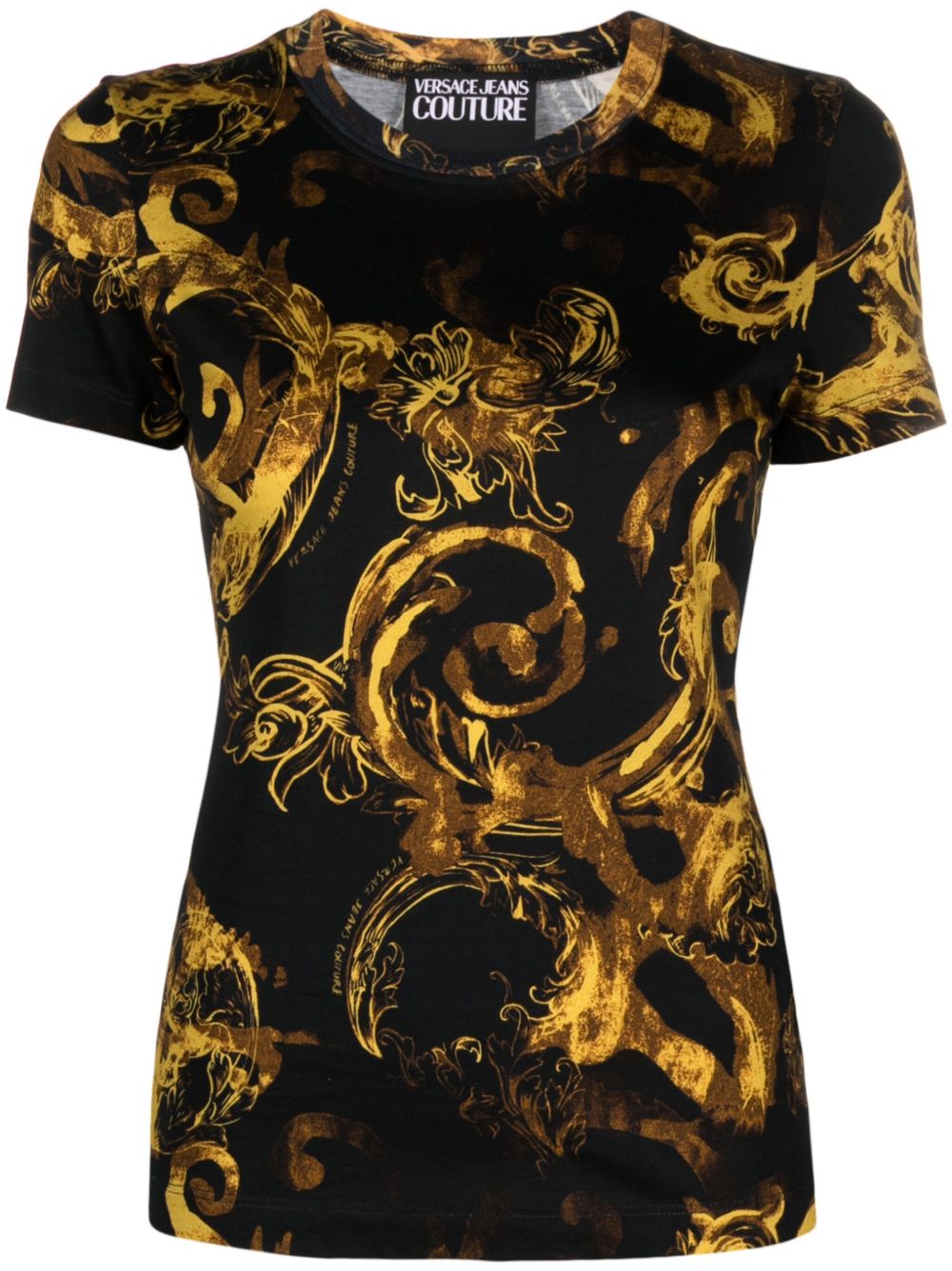 Versace Jeans Couture Watercolour Couture 棉T恤 - 黑色