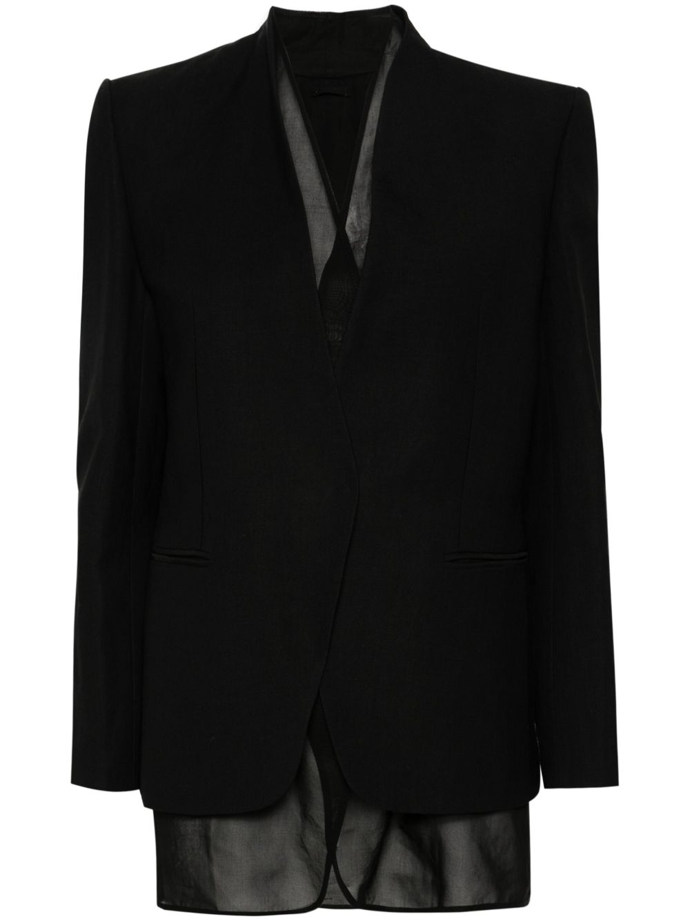 Brunello Cucinelli 分层式单排扣西装夹克 - 黑色