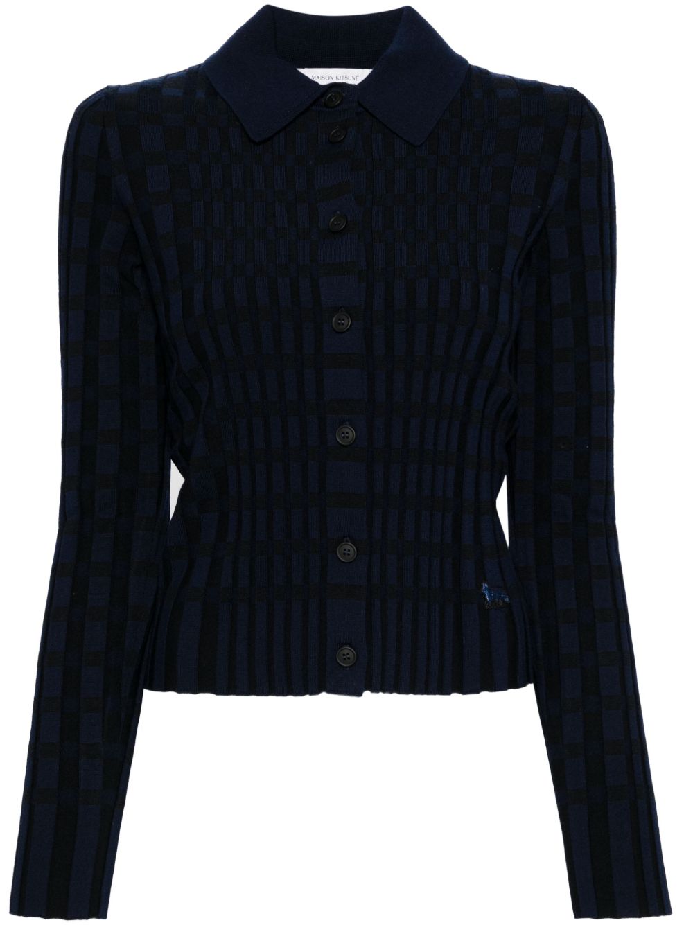 Maison Kitsuné checked knitted shirt - 黑色