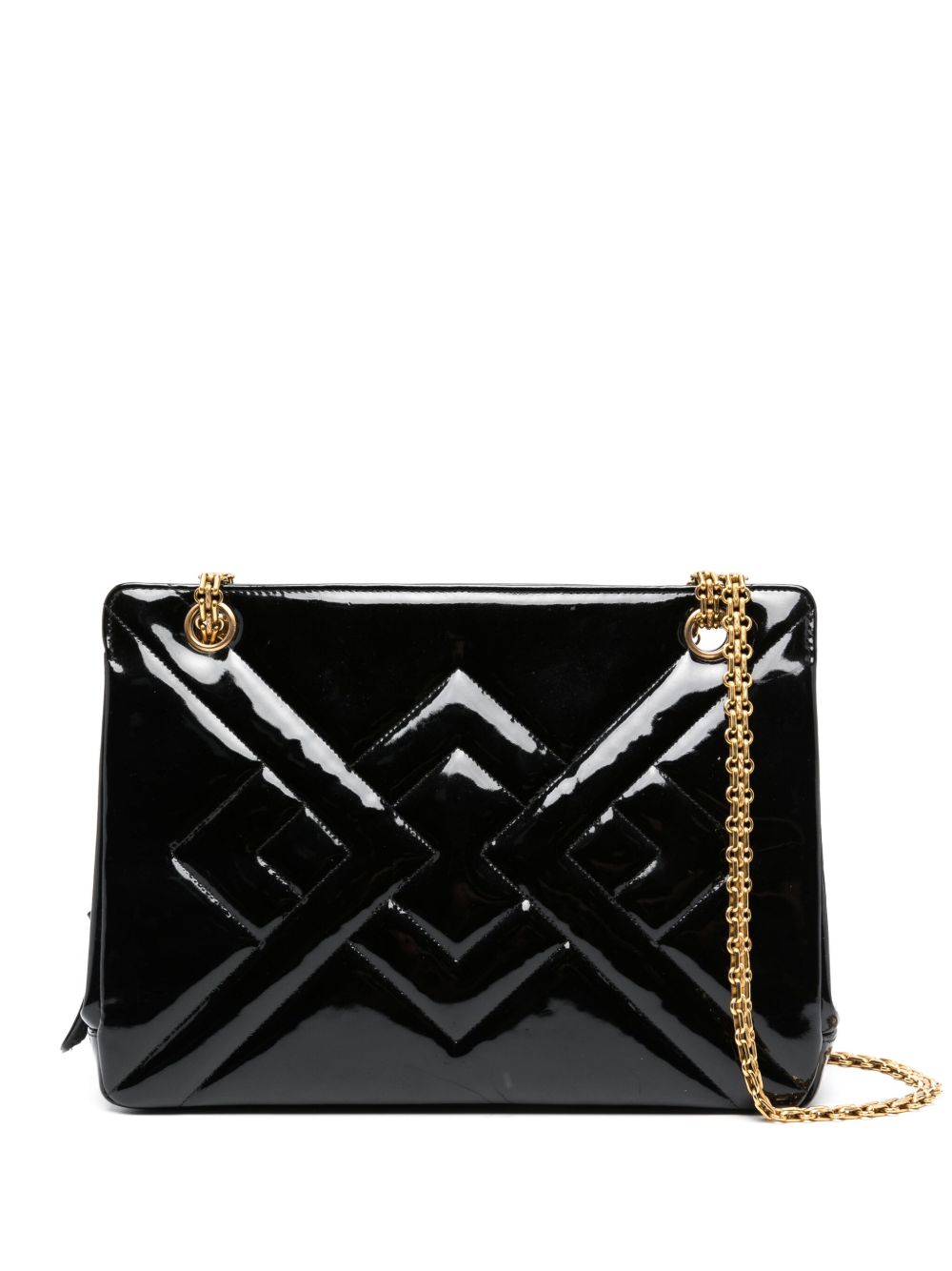 CHANEL Pre-Owned 绗缝漆皮手提包 （1994-1996年典藏款 ） - 黑色
